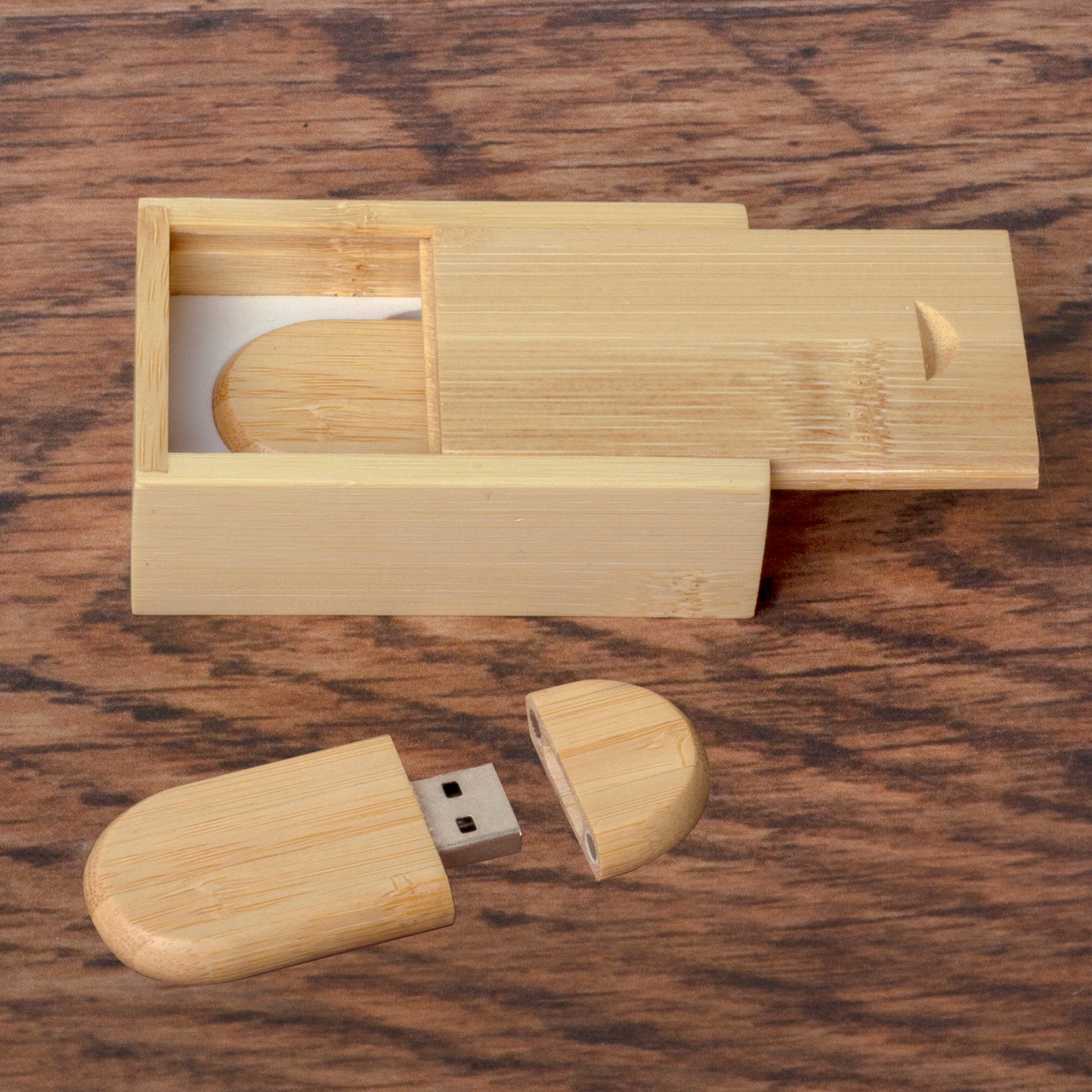 Personalized Single Bamboo 8GB Flash Drive and Box Set