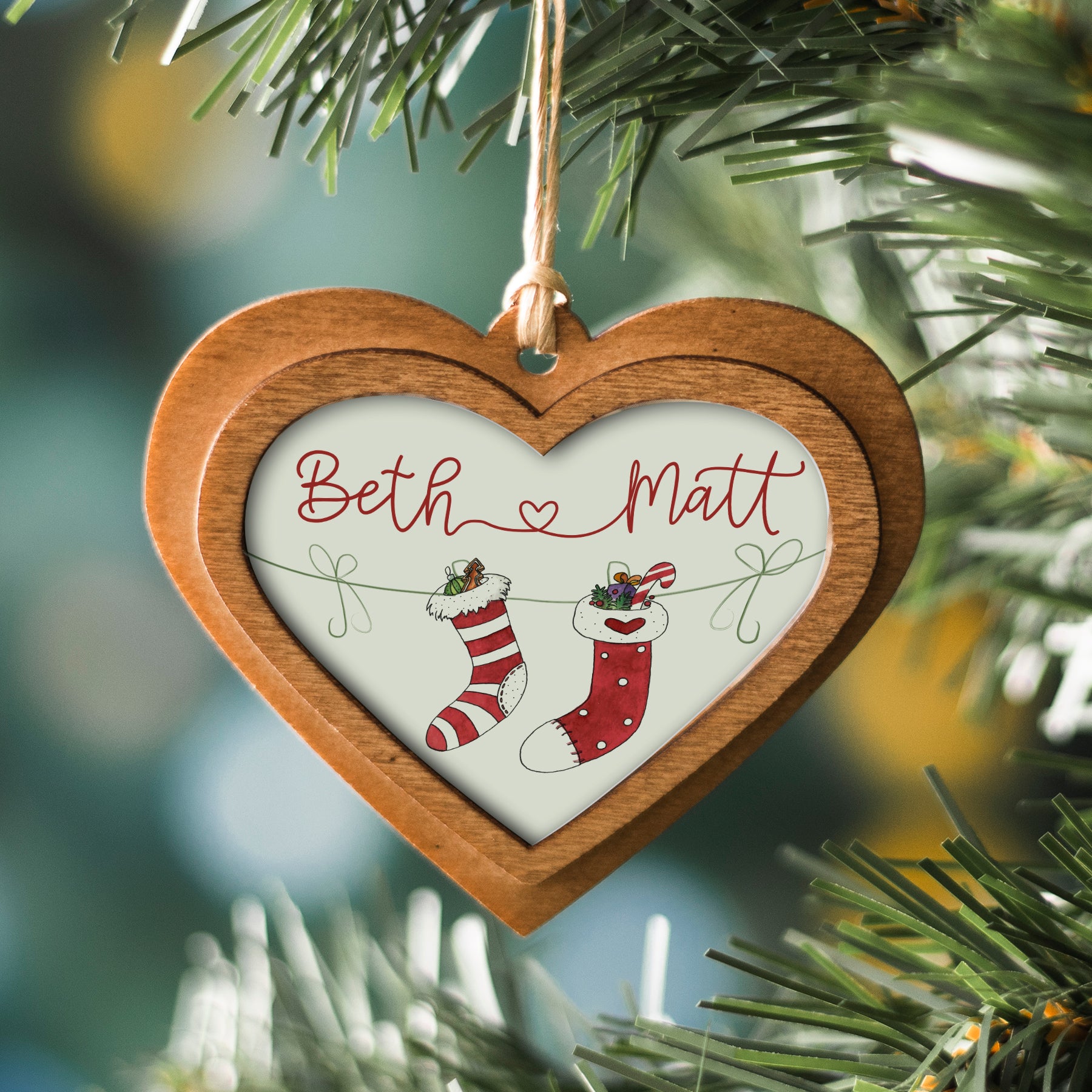 Wood Heart Photo Ornament