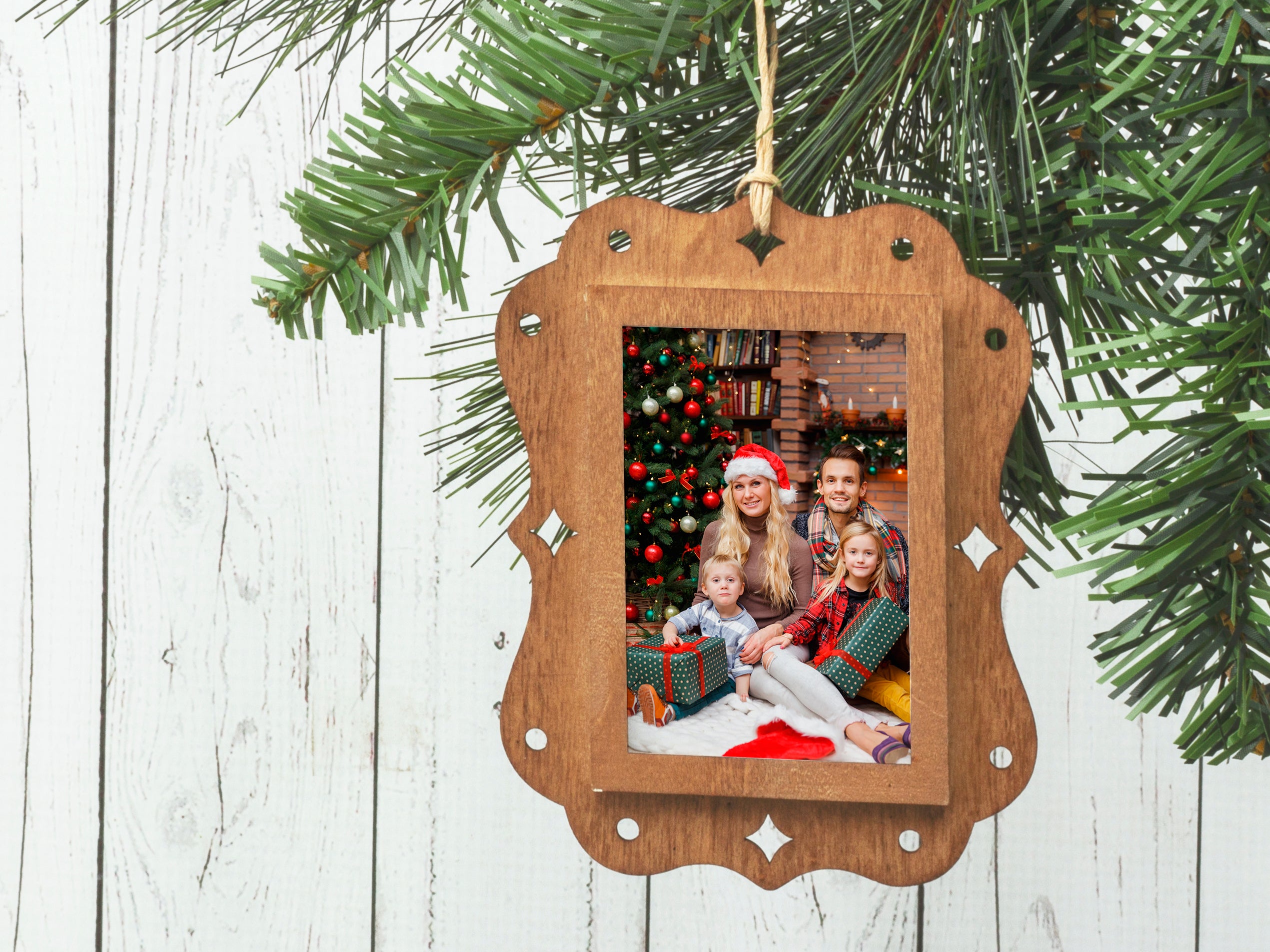 Wood Rectangle Photo Ornament