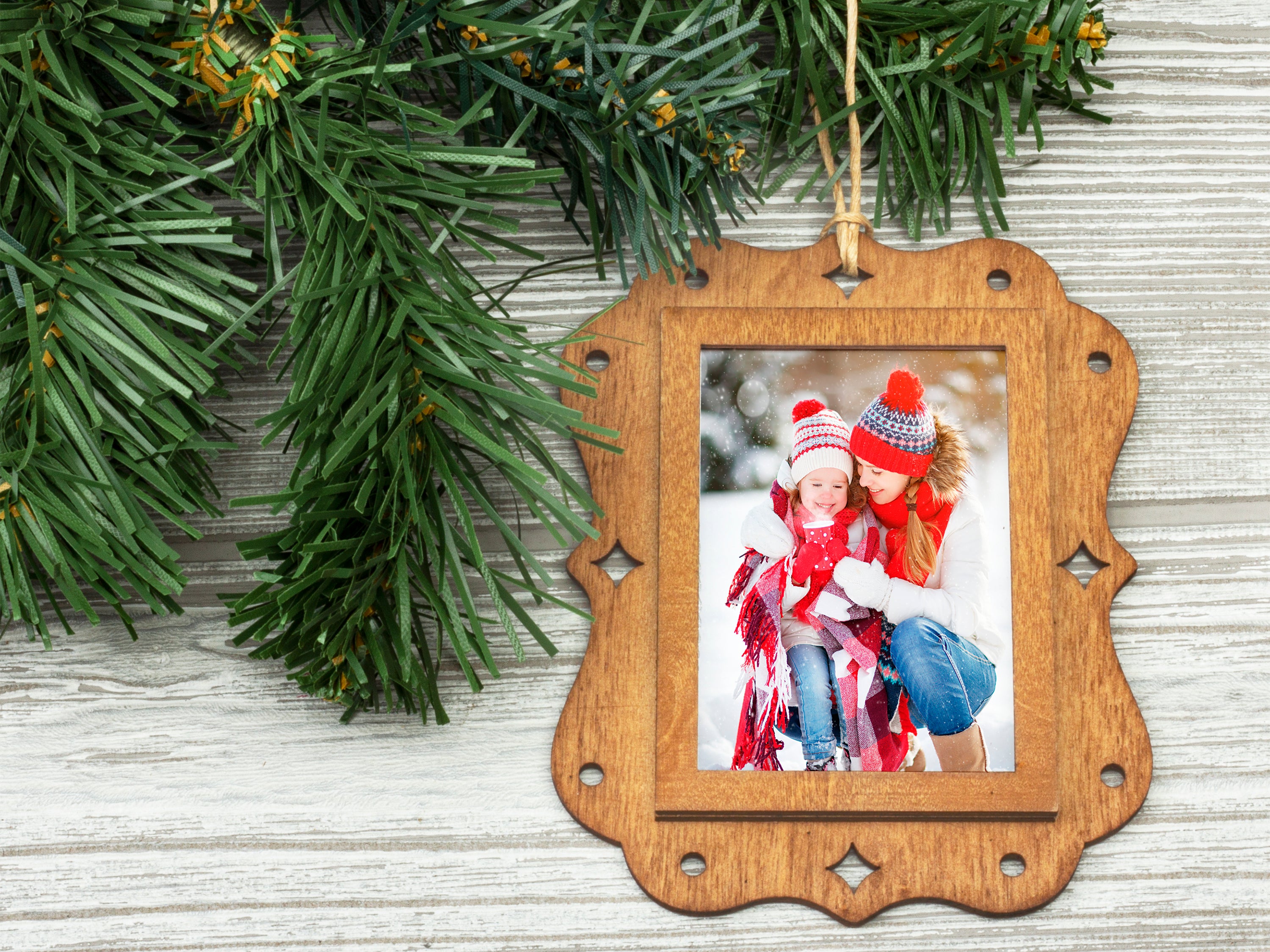 Wood Rectangle Photo Ornament