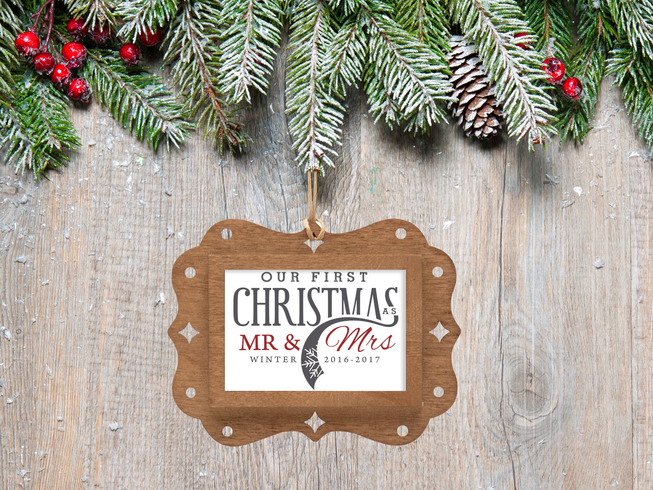 Wood Rectangle Photo Ornament