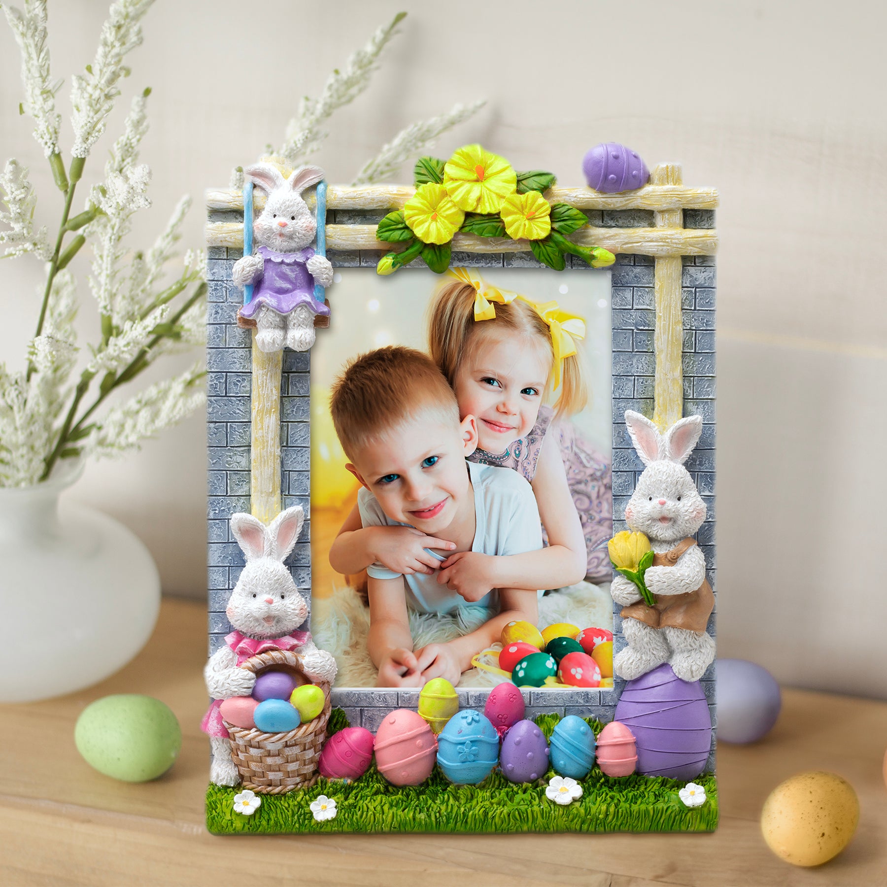Easter Egg and Bunny 5" x 7" Resin Picture Frame