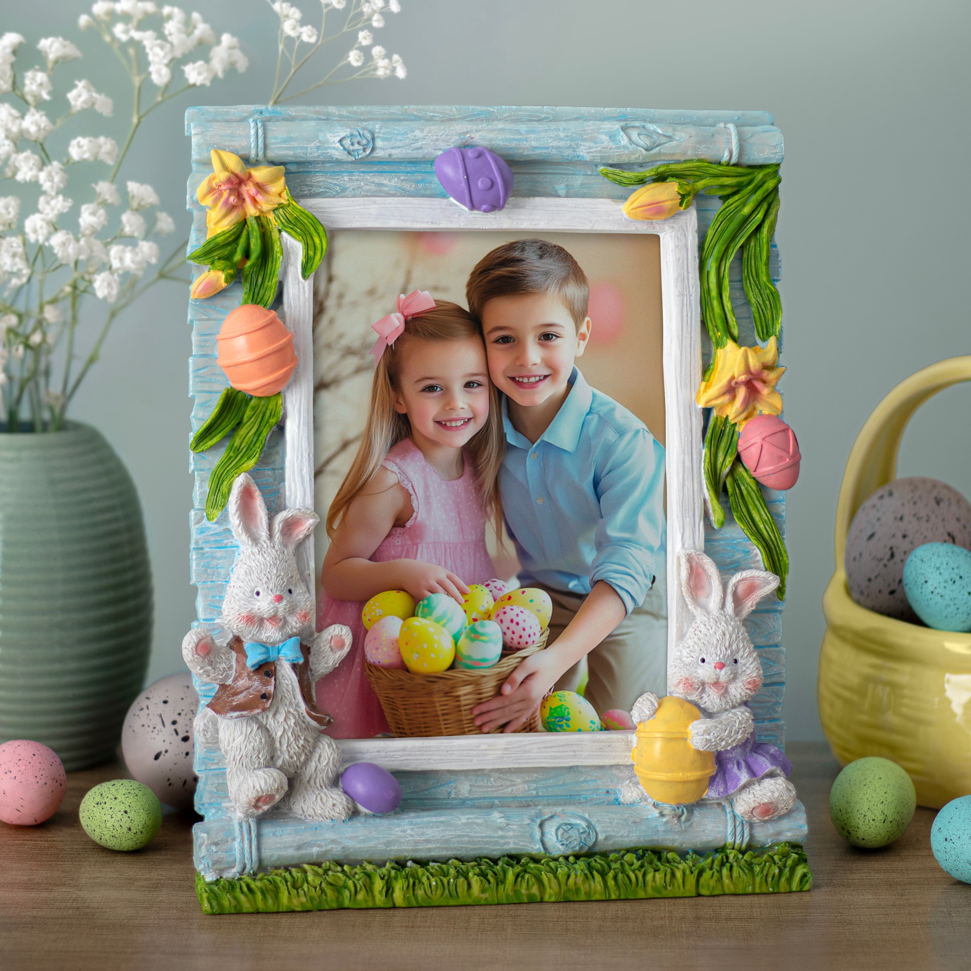 Easter Bunny and Garden 5" x 7" Resin Picture Frame