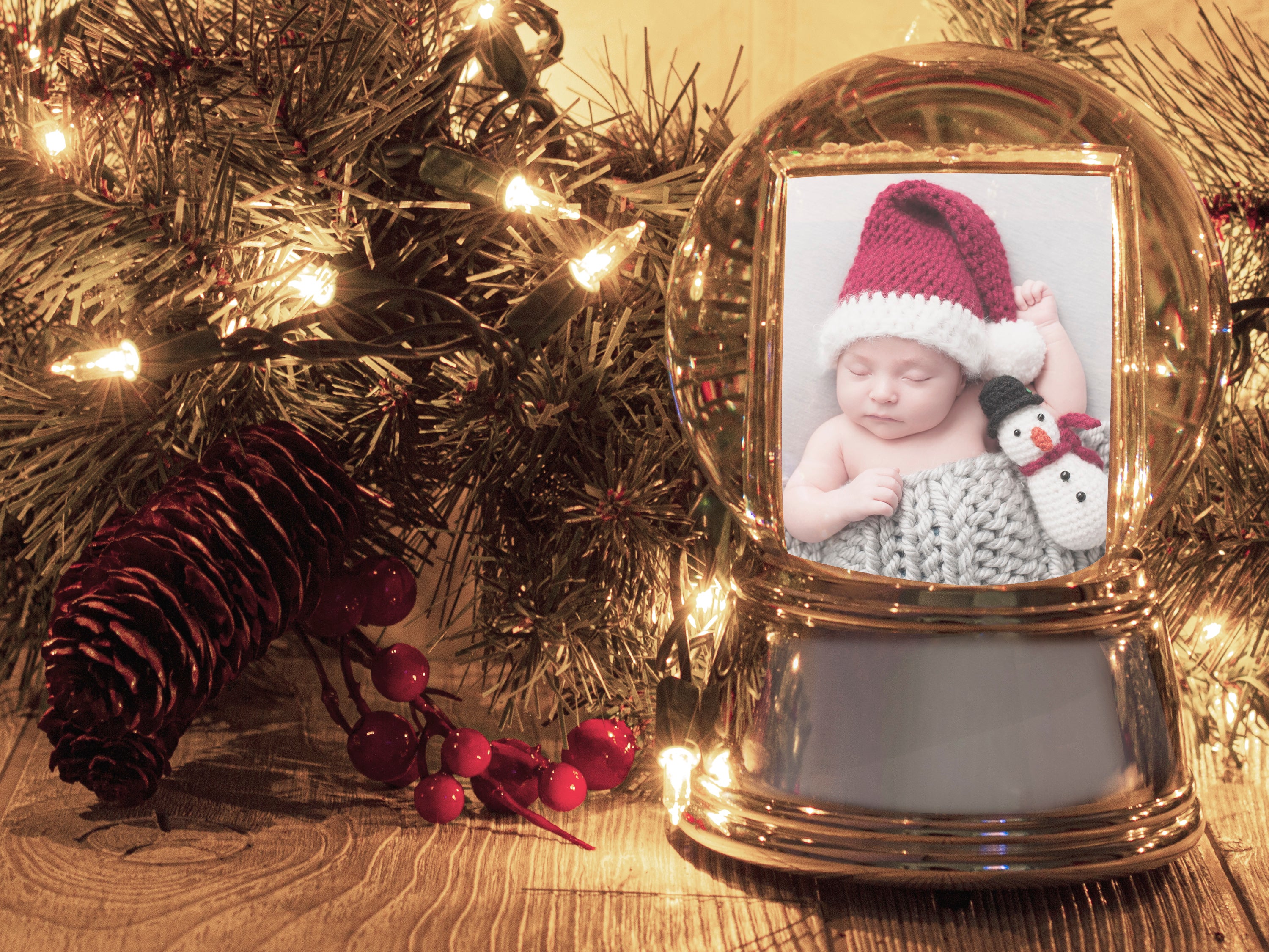 Sphere Photo Snow Globe with Chrome Base