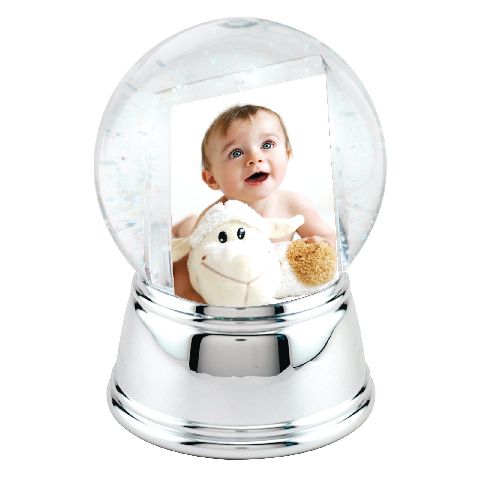 Sphere Photo Snow Globe with Chrome Base