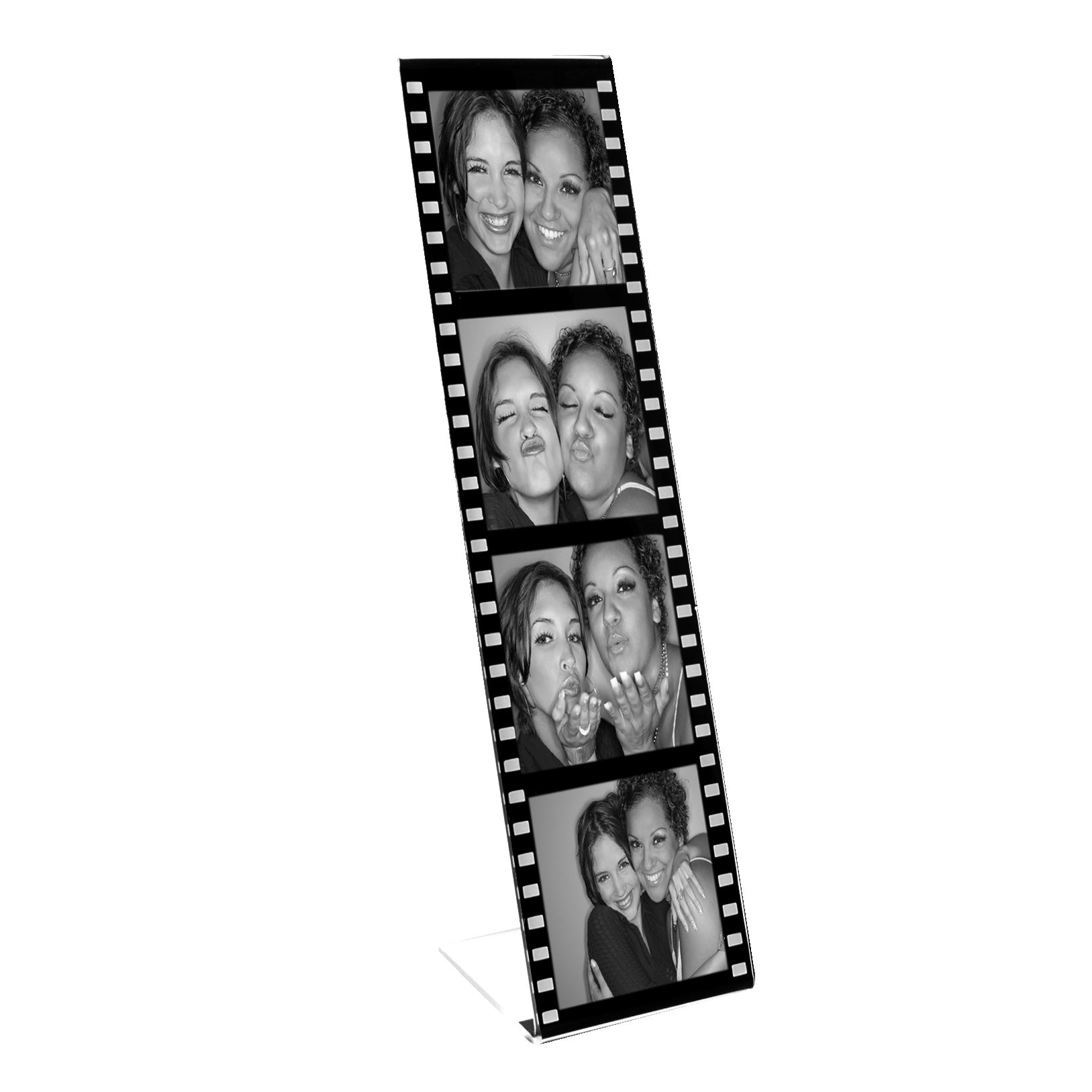 Marco de fotos de caballete con tira de película fotográfica