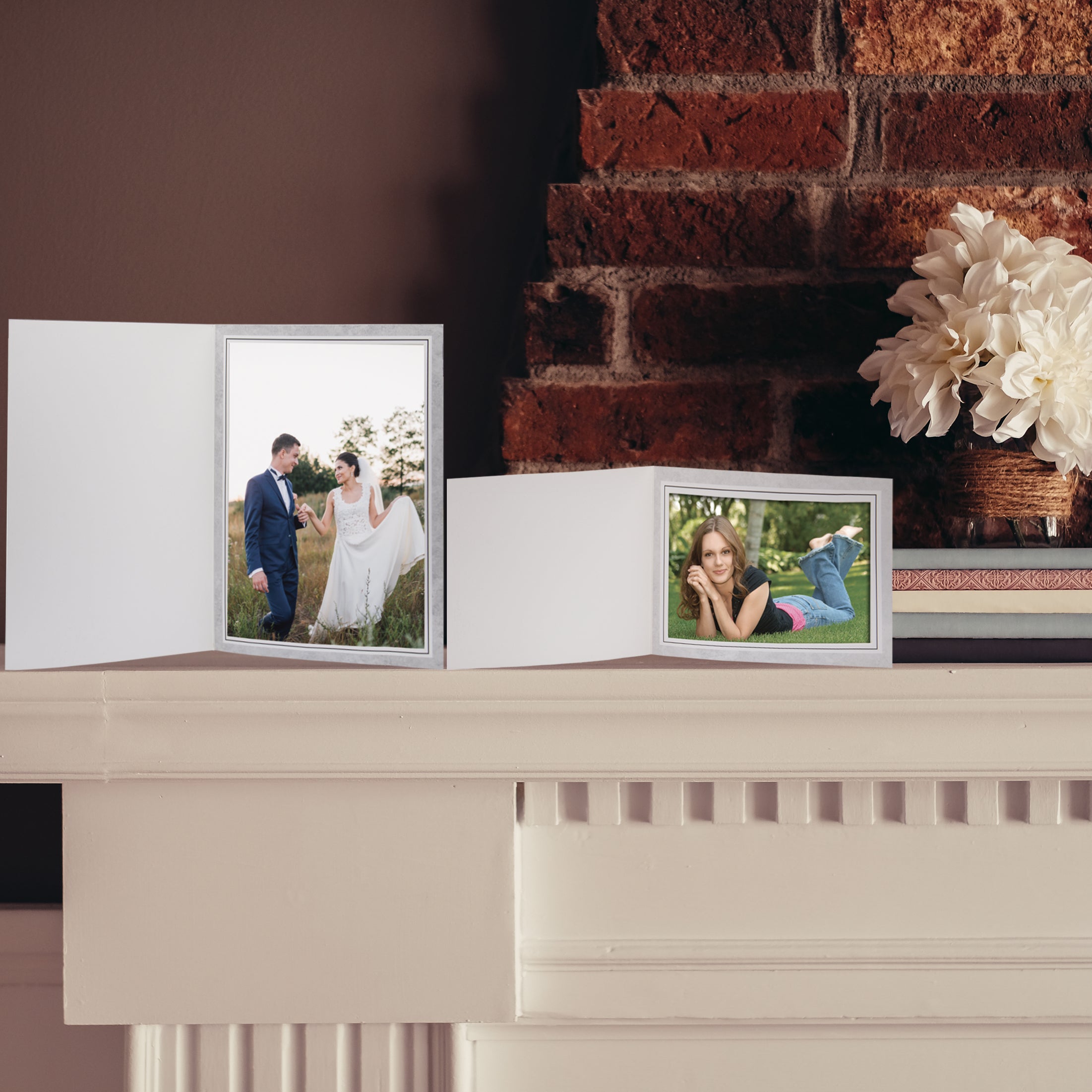 Traditional Gray Marble Photo Folders