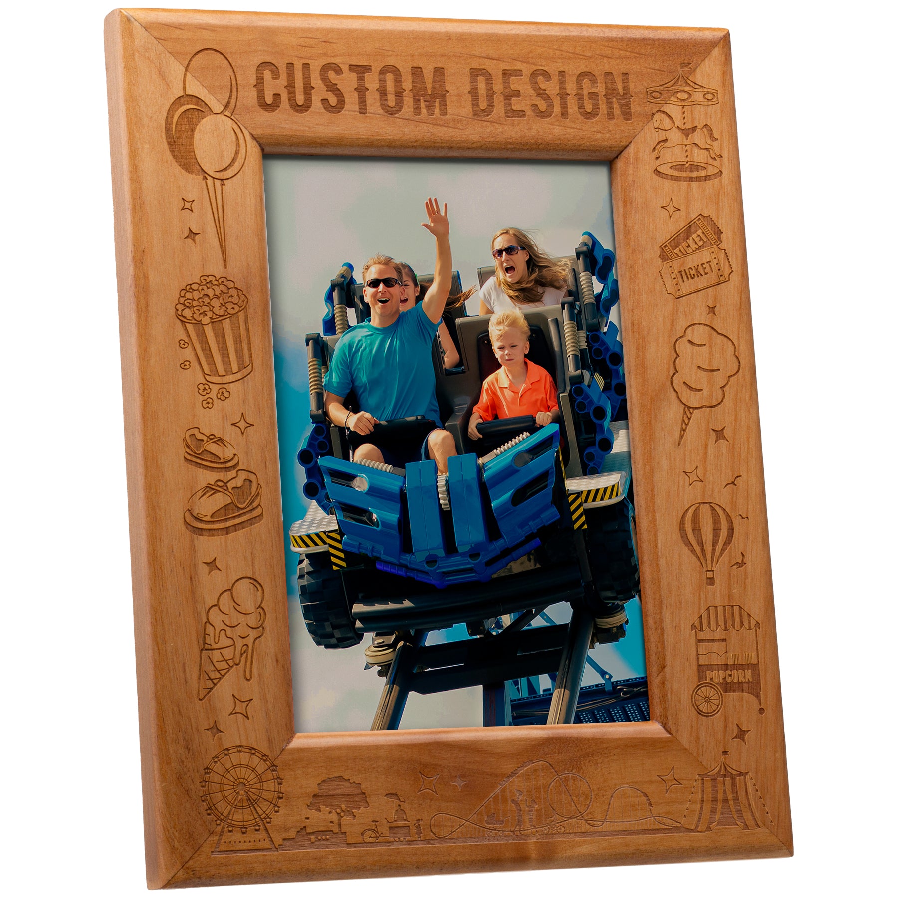 Marco de fotos de madera grabado con láser personalizado