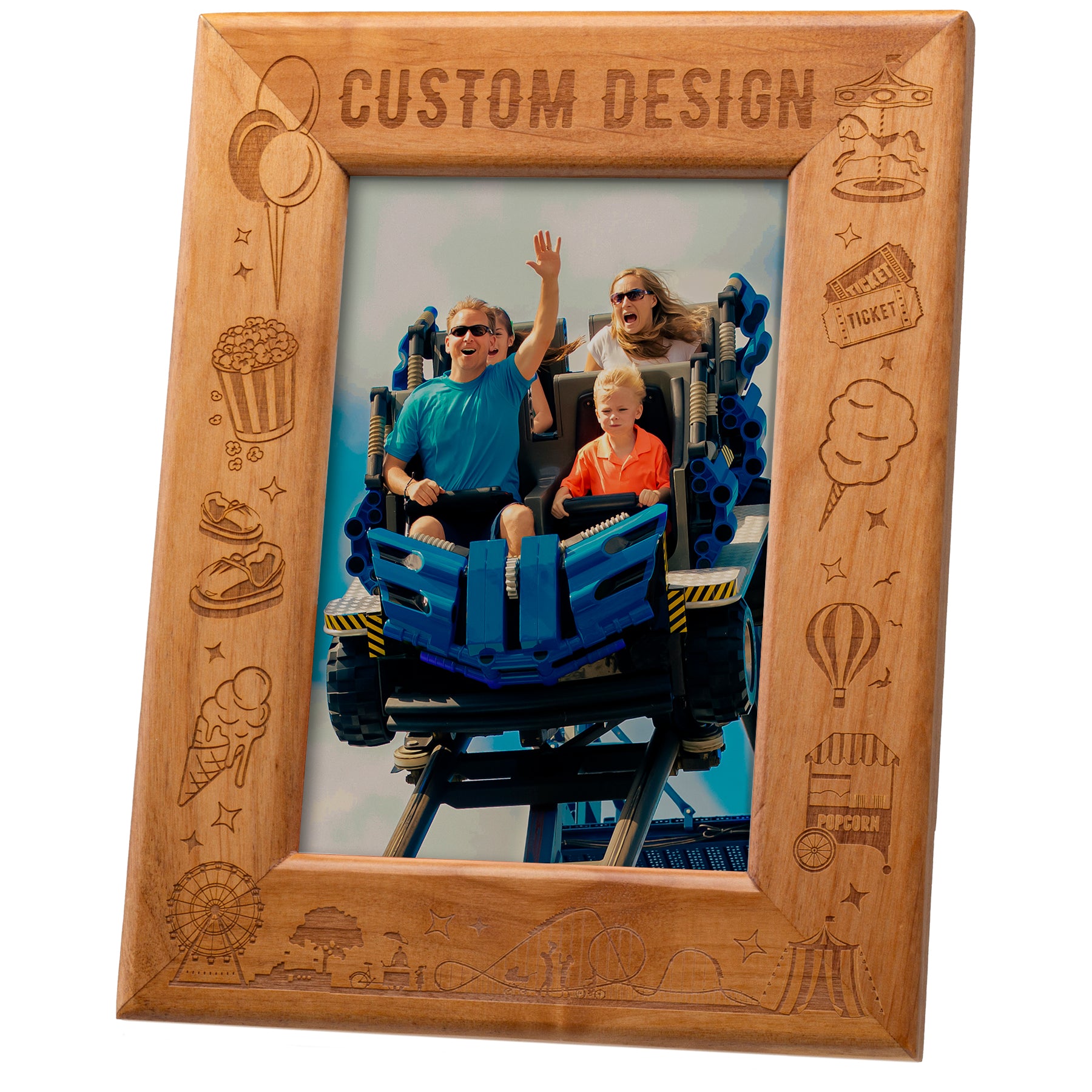Marco de fotos de madera grabado con láser personalizado