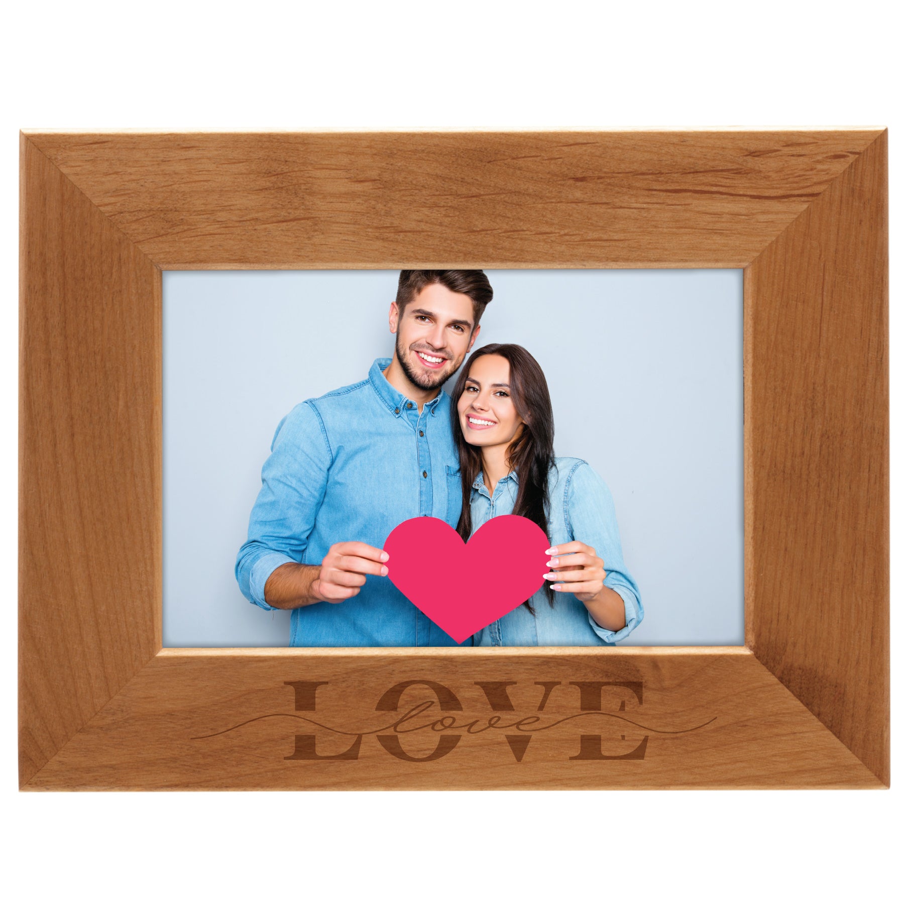 Marco de fotos de madera grabado con láser personalizado
