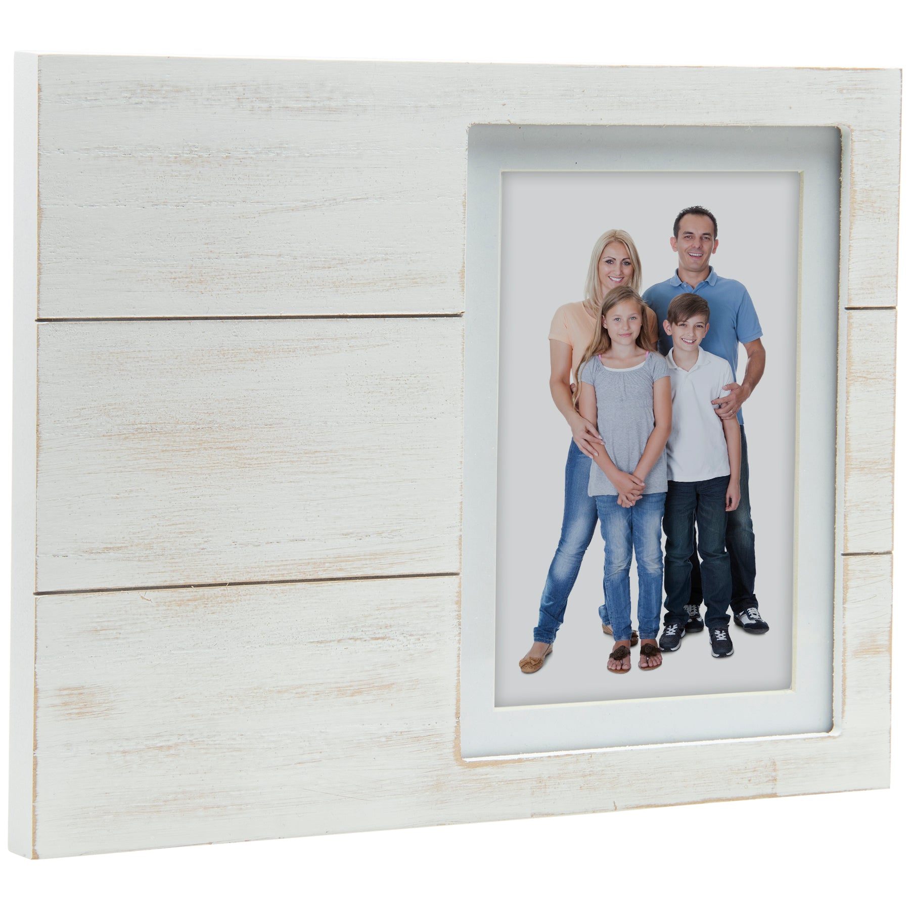 Vertical White Distressed Wood Picture Frame - 4x6 or 5x7 Photos