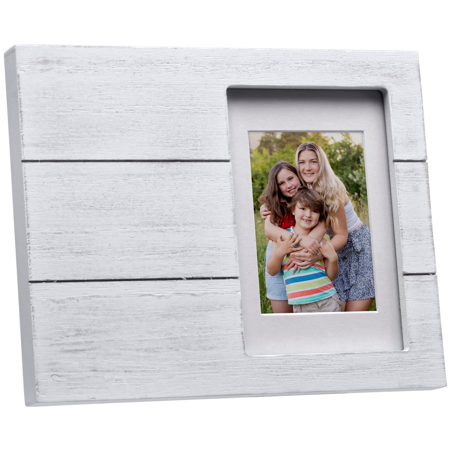 White Distressed Wood Vertical Picture Frame - 3.5x5 or 2.5x3.5 Photos