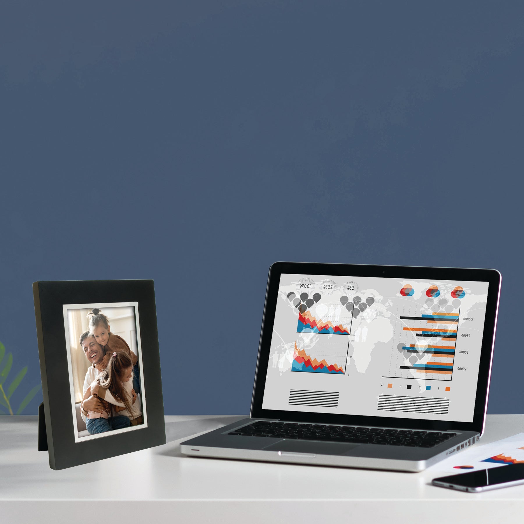 Black Wood w/ Silver Bezel Picture Frame