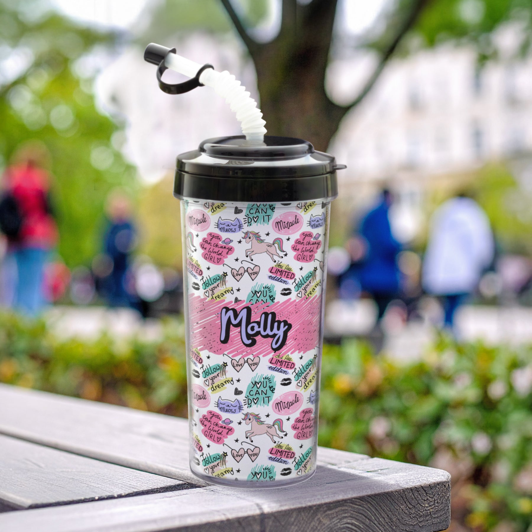 Black 20 oz. Photo Travel Tumbler with Bendy Straw