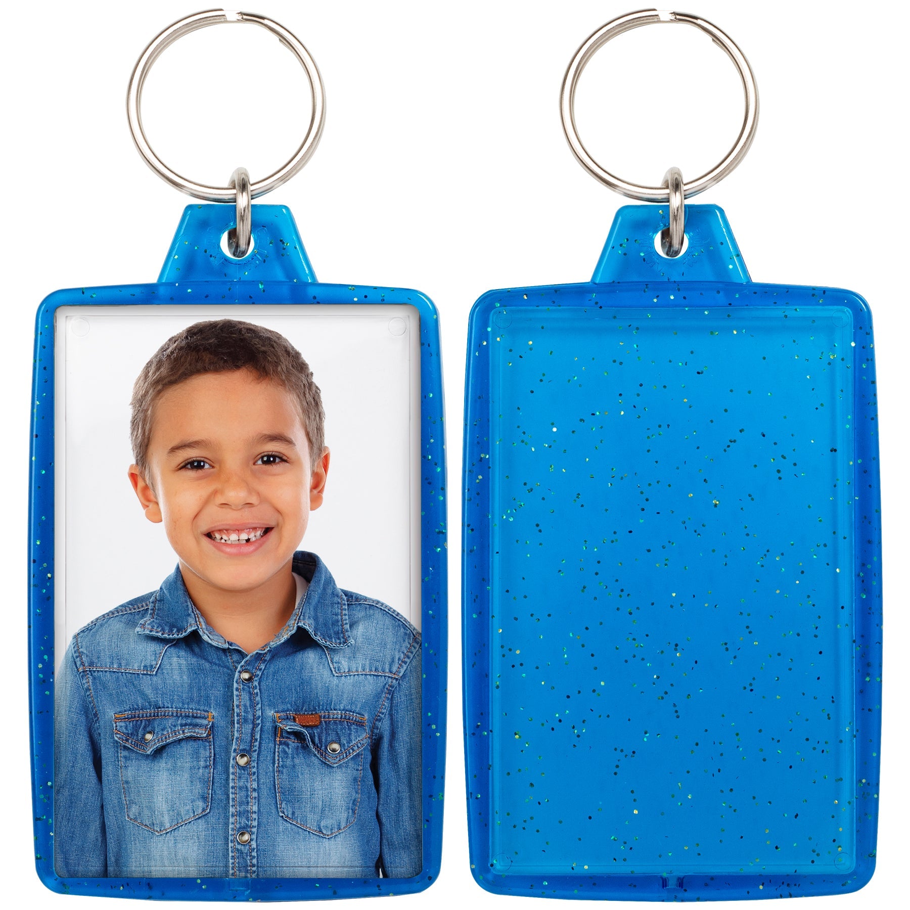 1.75" x 2.75" Translucent Sparkle Photo Keychains