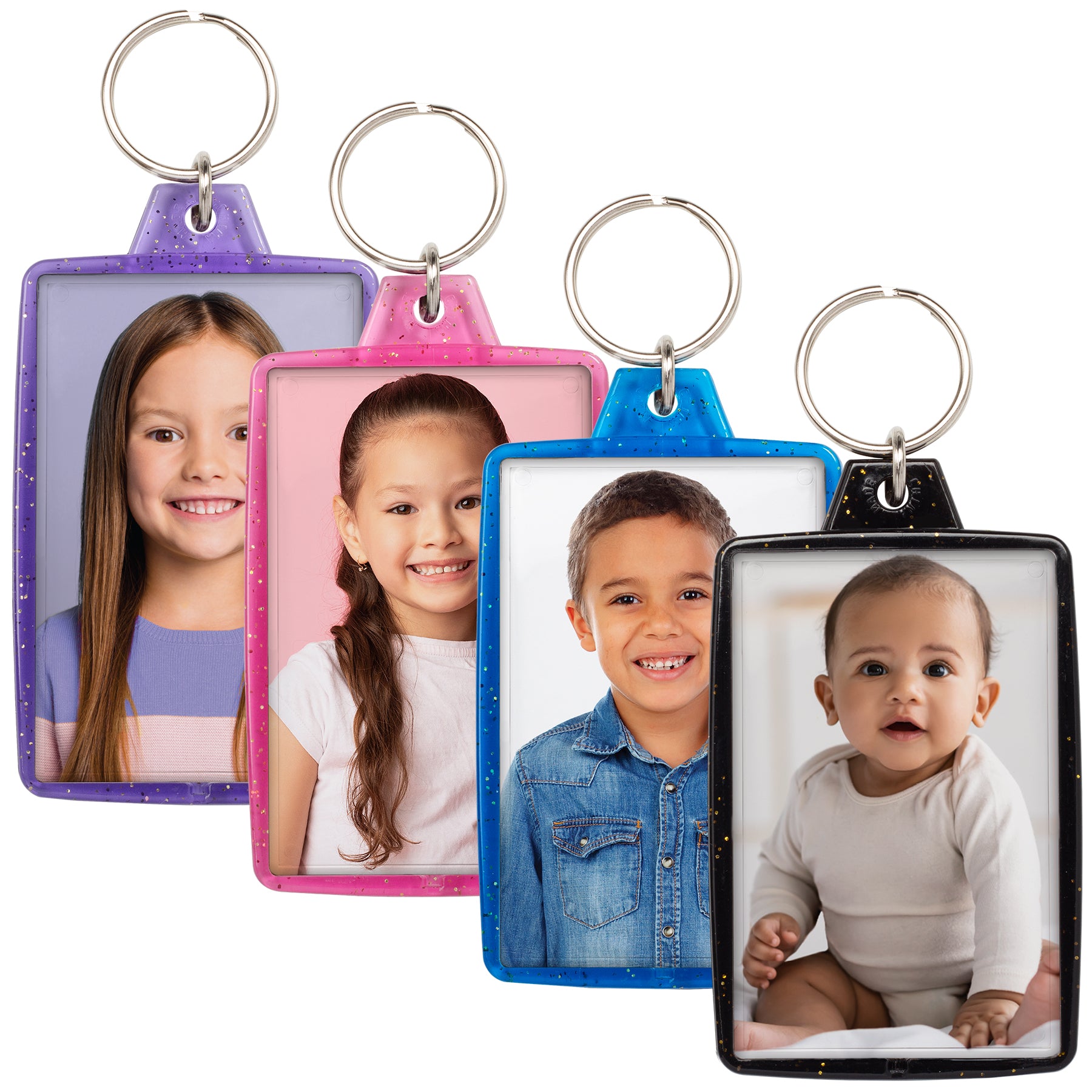 1.75" x 2.75" Translucent Sparkle Photo Keychains