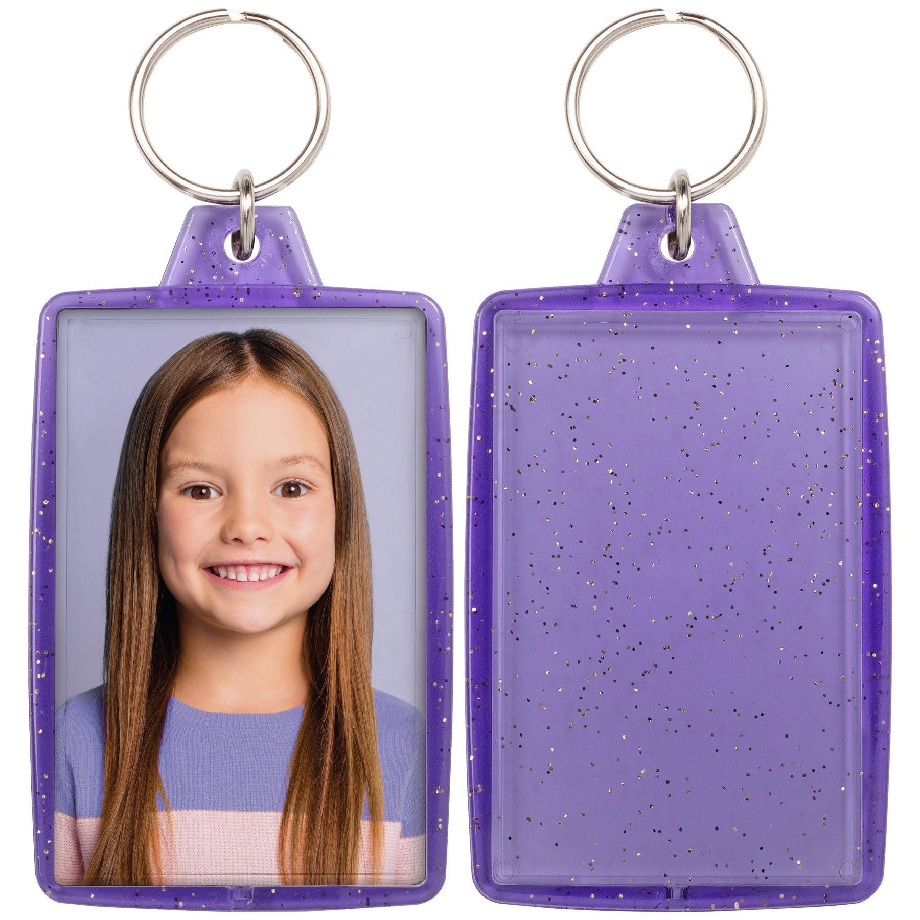 1.75" x 2.75" Translucent Sparkle Photo Keychains