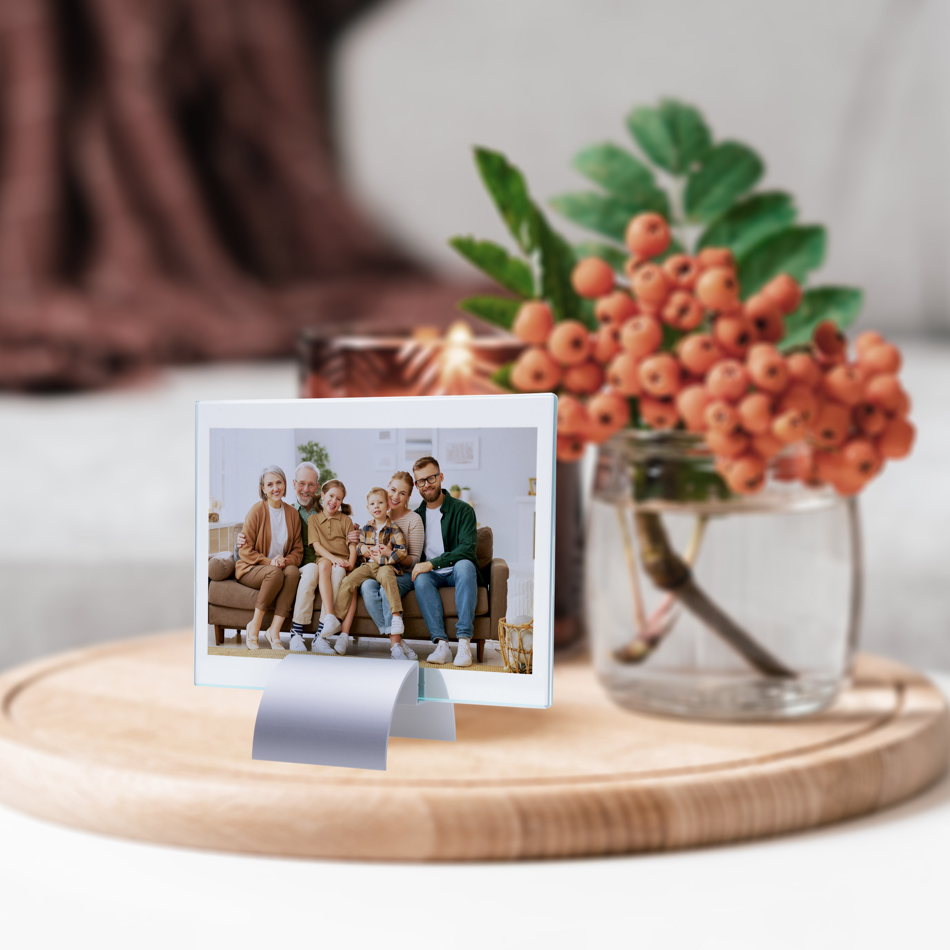 Glass Picture Frame w/ Metal Stand