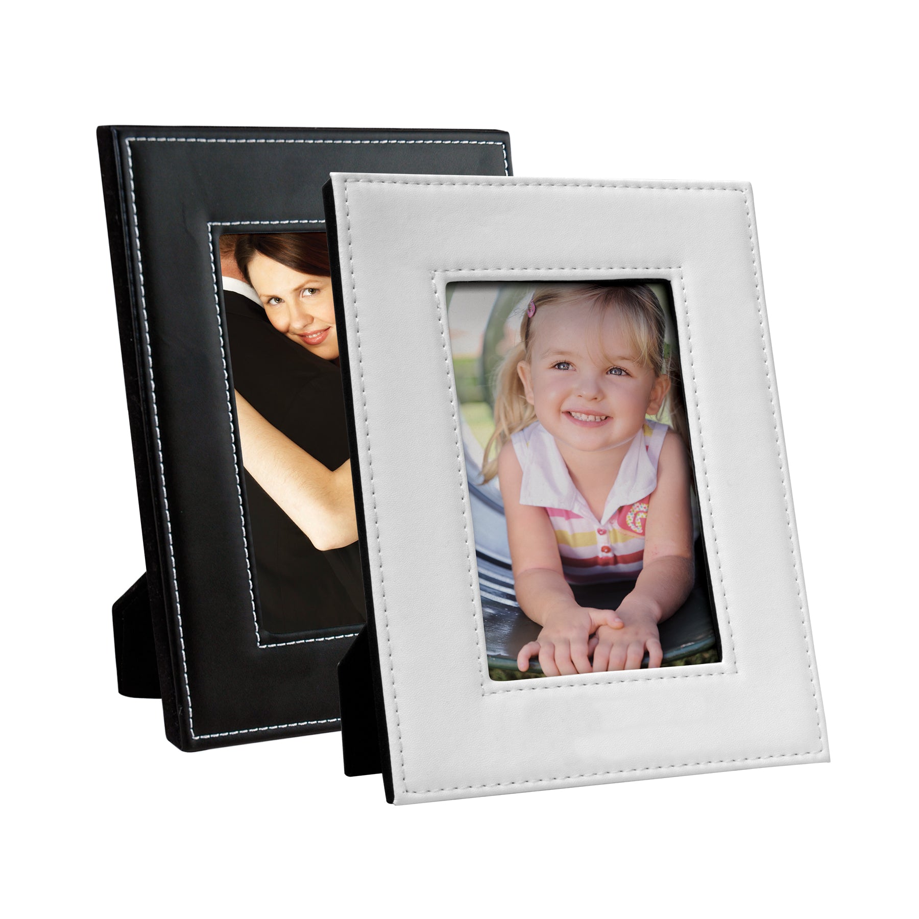 Leatherette Picture Frame w/White Stitching