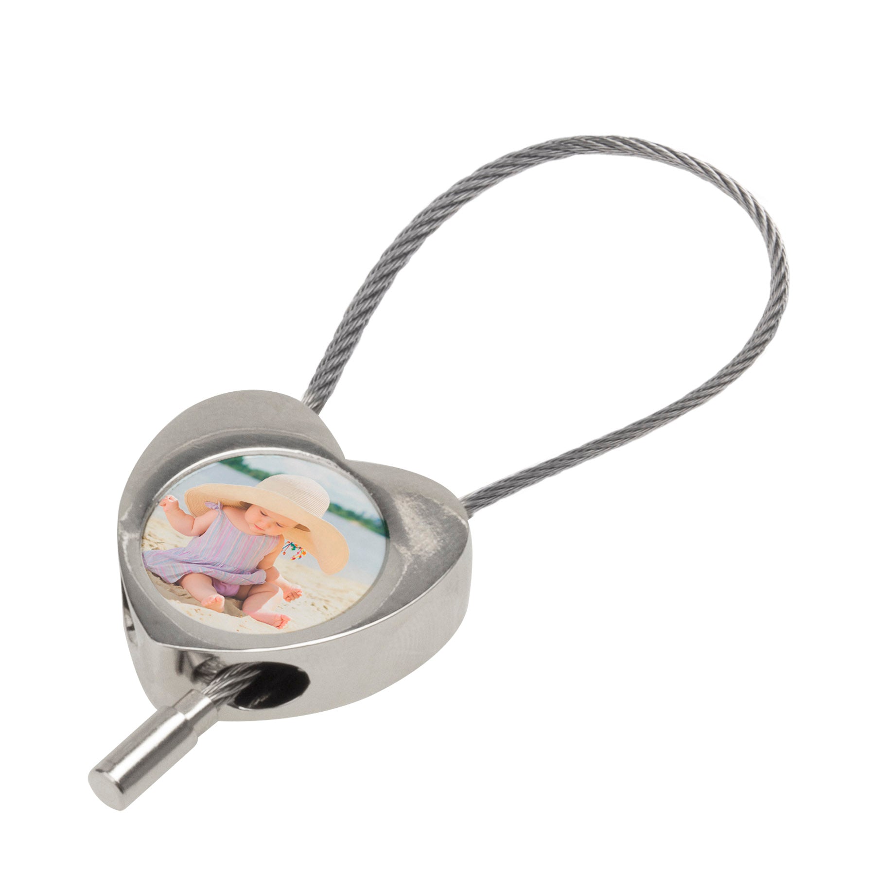 Heart Rope Photo Keychain