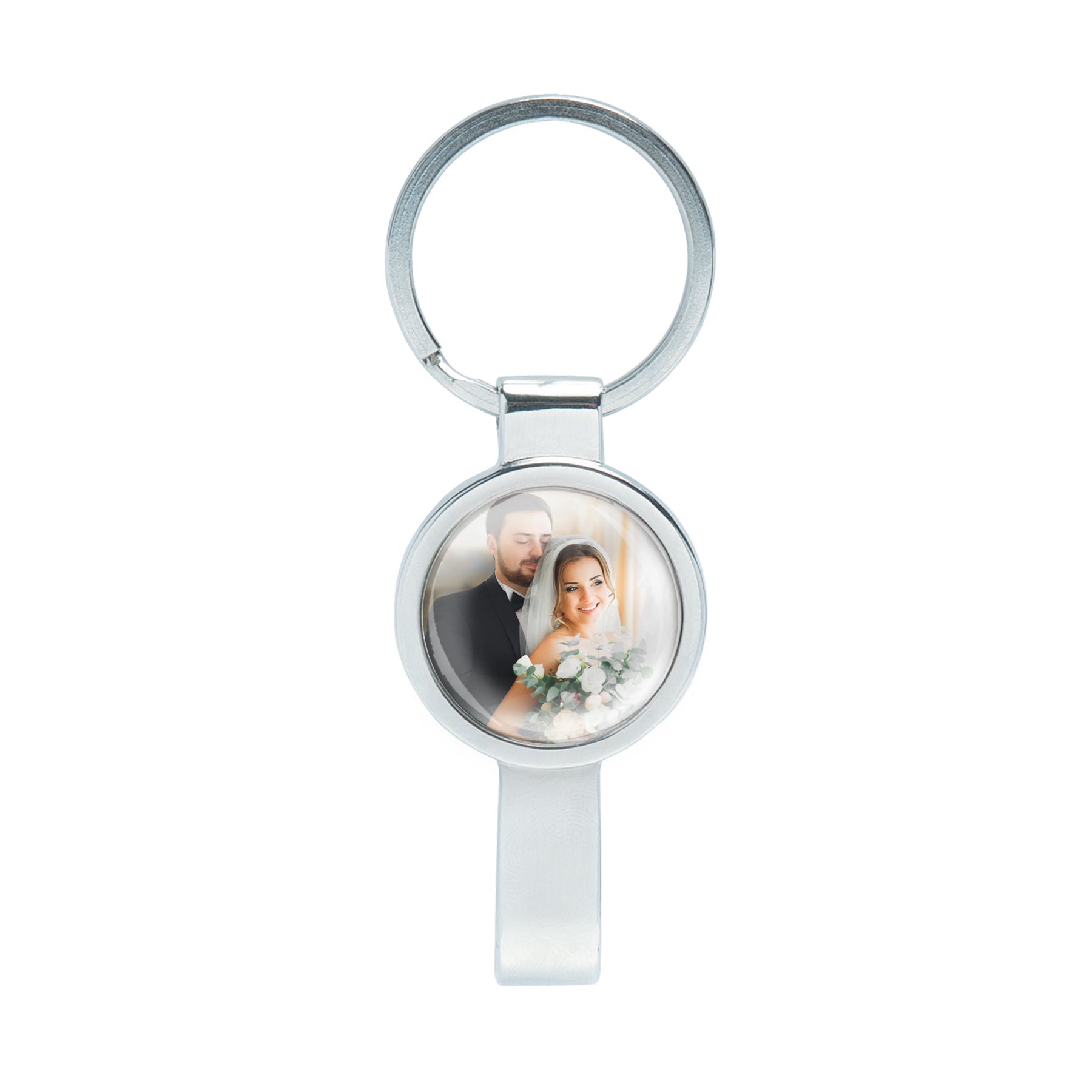 Silver Photo Bottle Opener Keychain