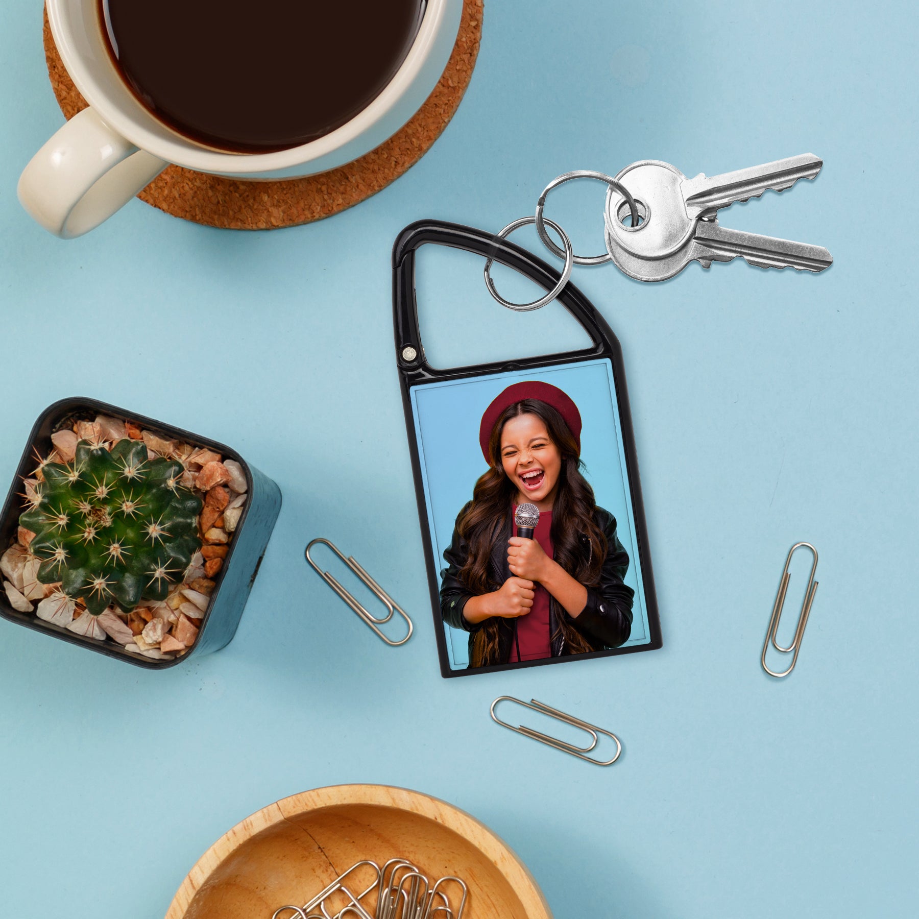 Double Photo Carabiner Keychain