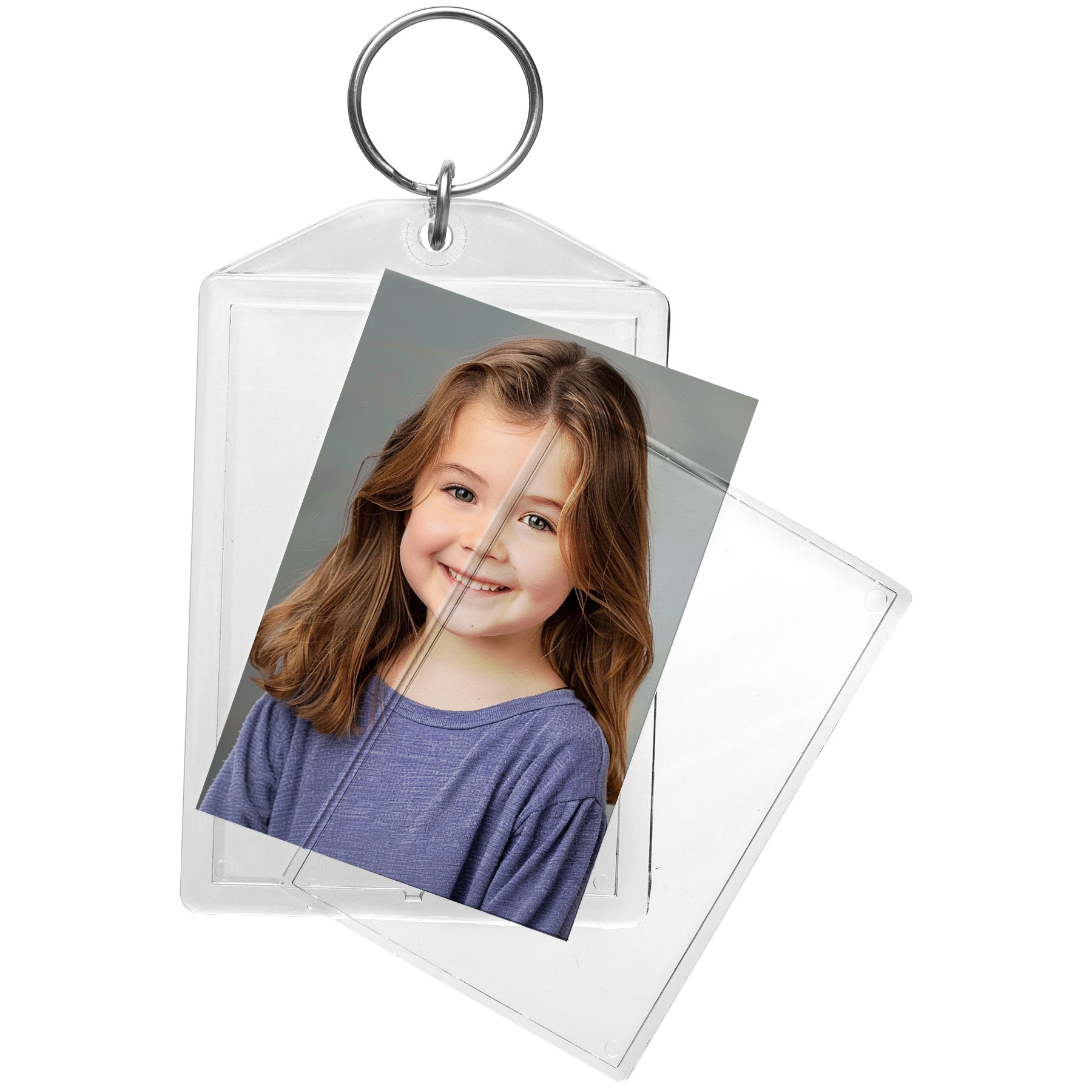 DIY snap together clear acrylic plastic keychains for school and sports photographers.