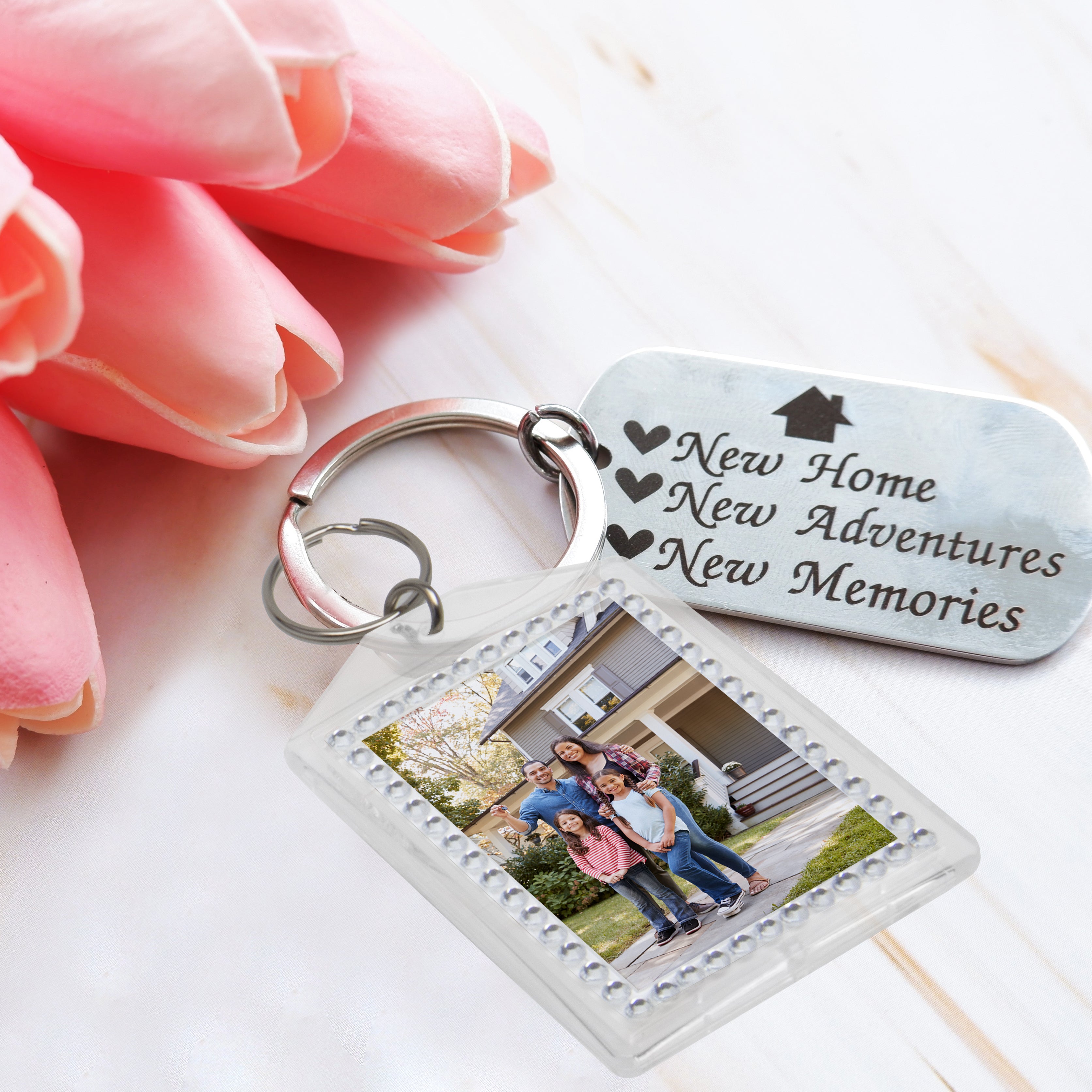 Rhinestone Photo Snap-In Keychain