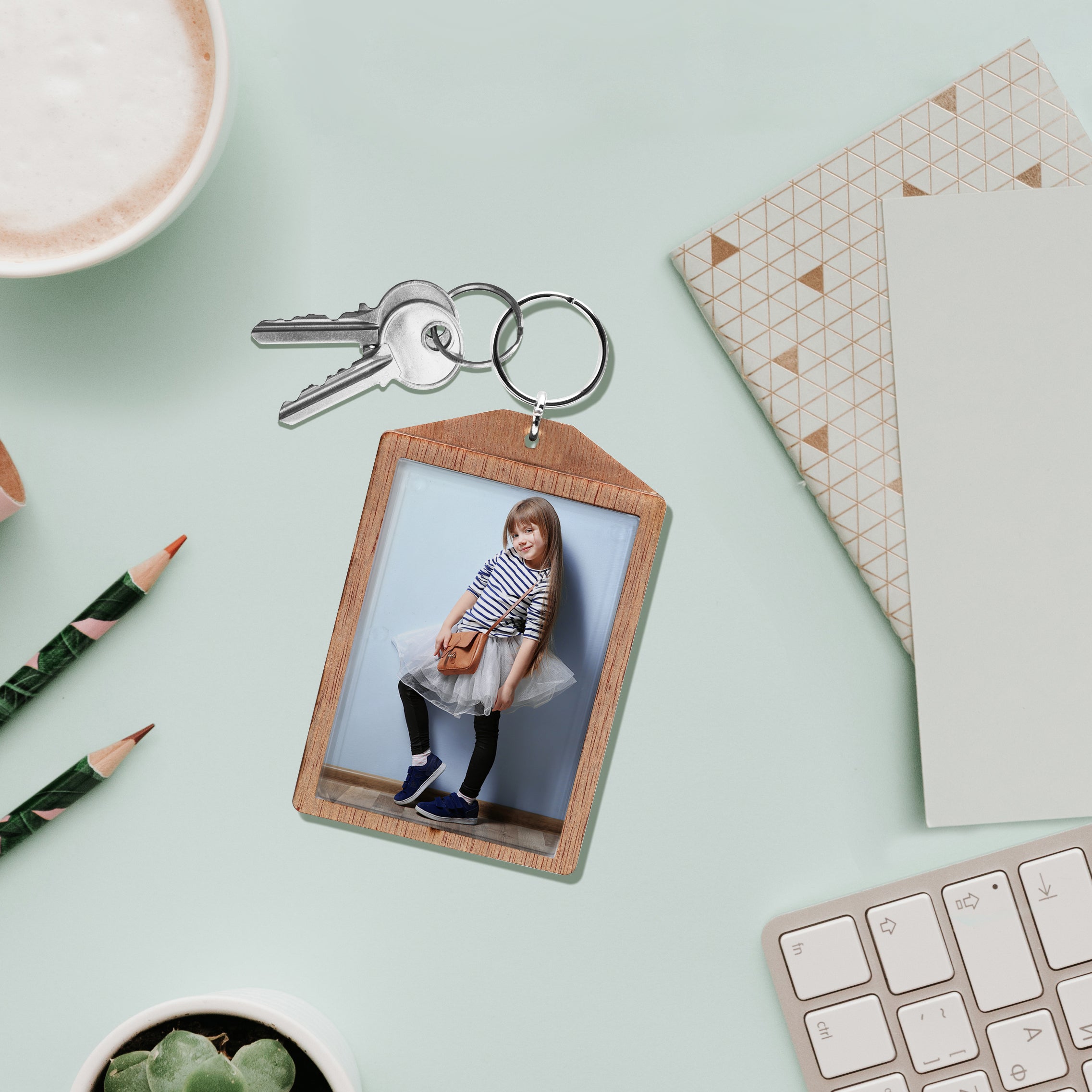 Wood Photo Snap-In Keychain