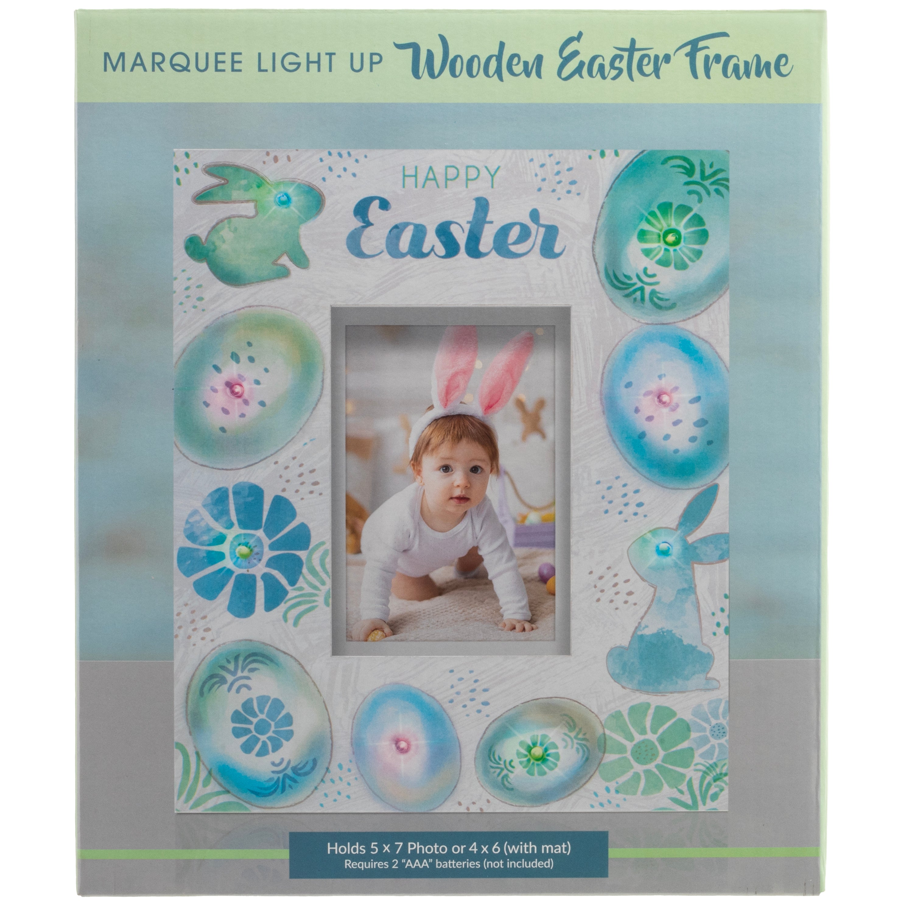 Easter themed picture frame shown packaged in a full-color gift box.