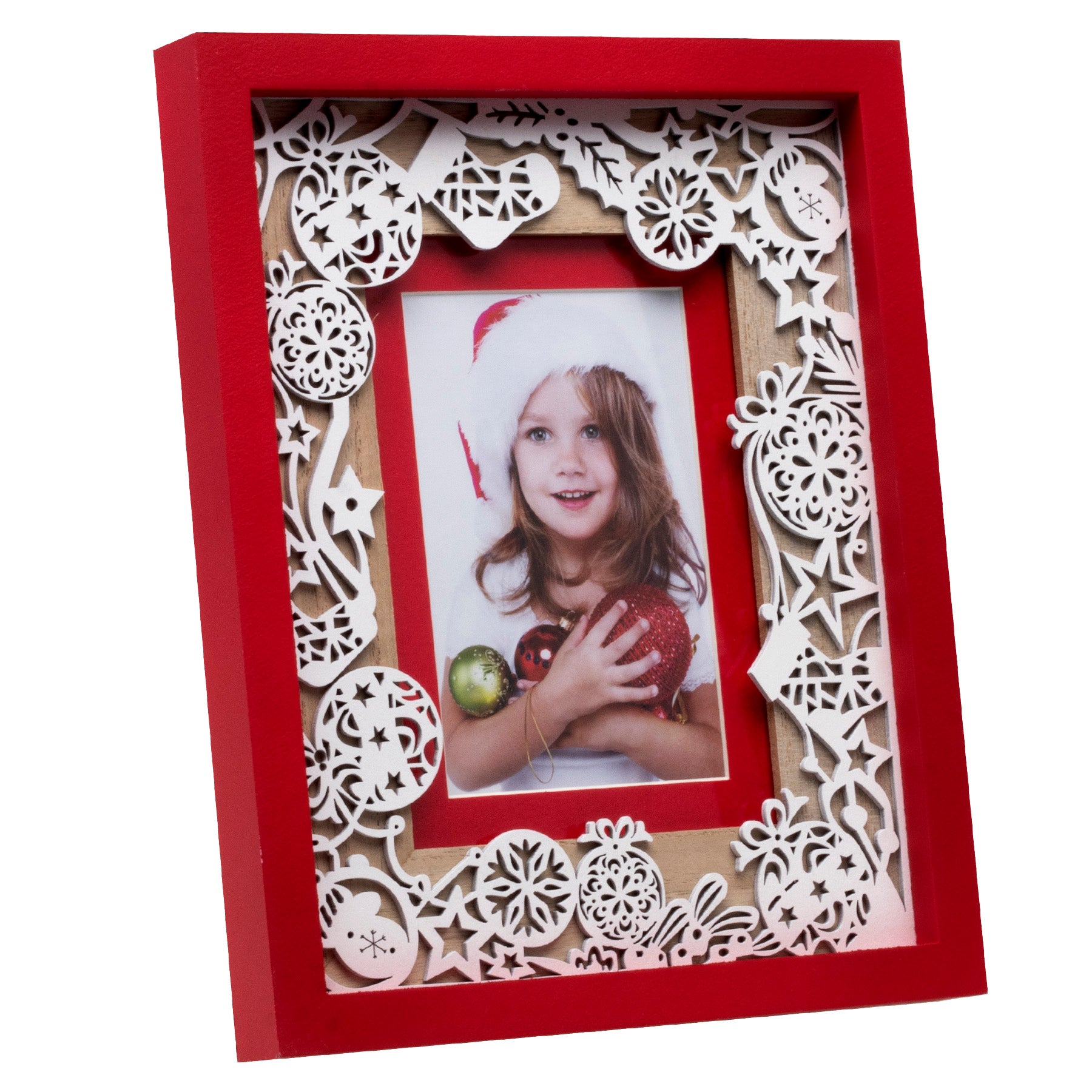Red Wood Christmas Laser Cut Picture Frame