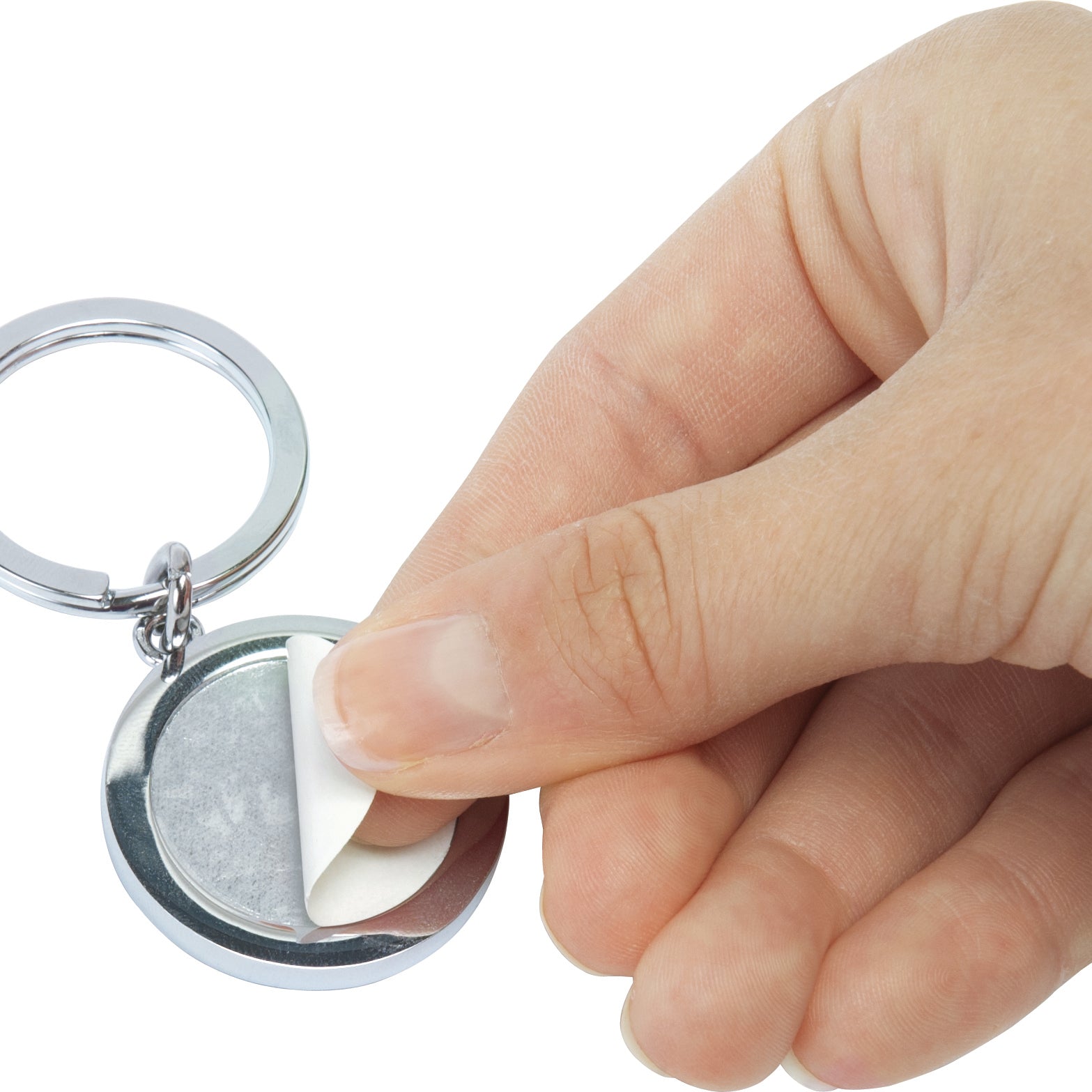 Silver Round Photo Keychain