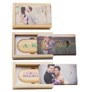 Personalized Single Bamboo 8GB Flash Drive and Box Set