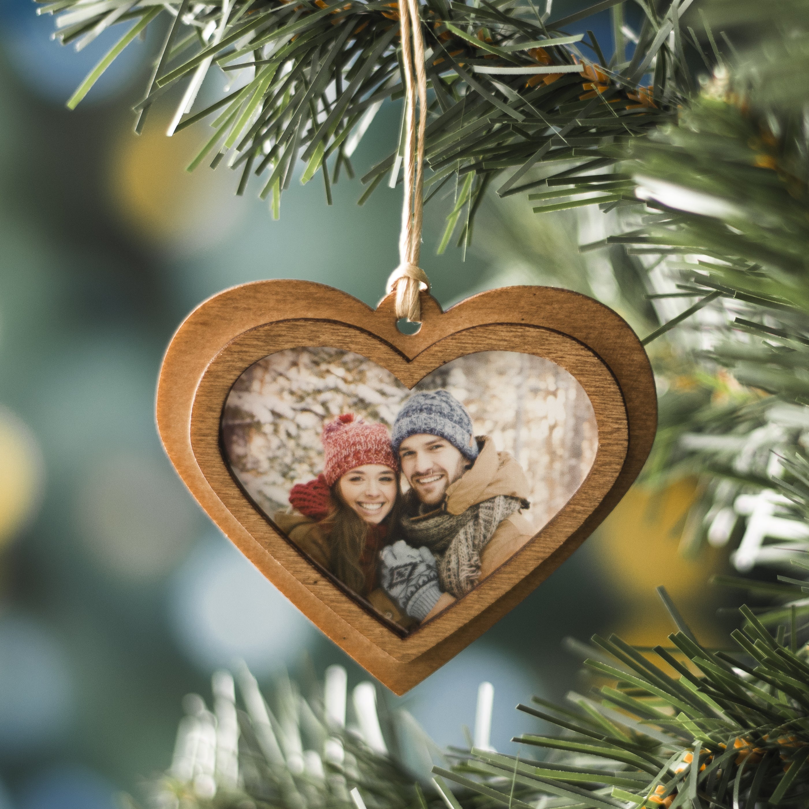 Wood Heart Photo Ornament