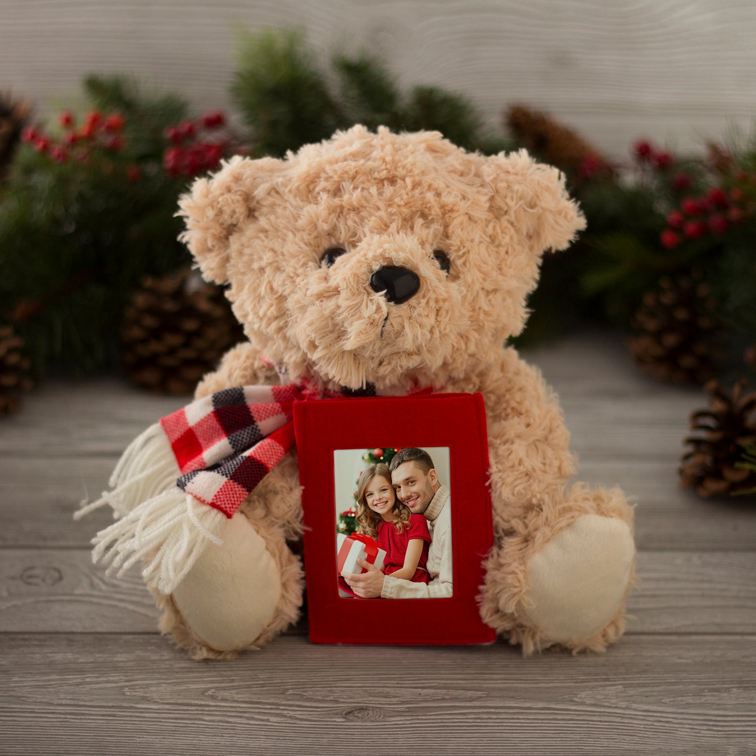 Oso de peluche con marco de fotos