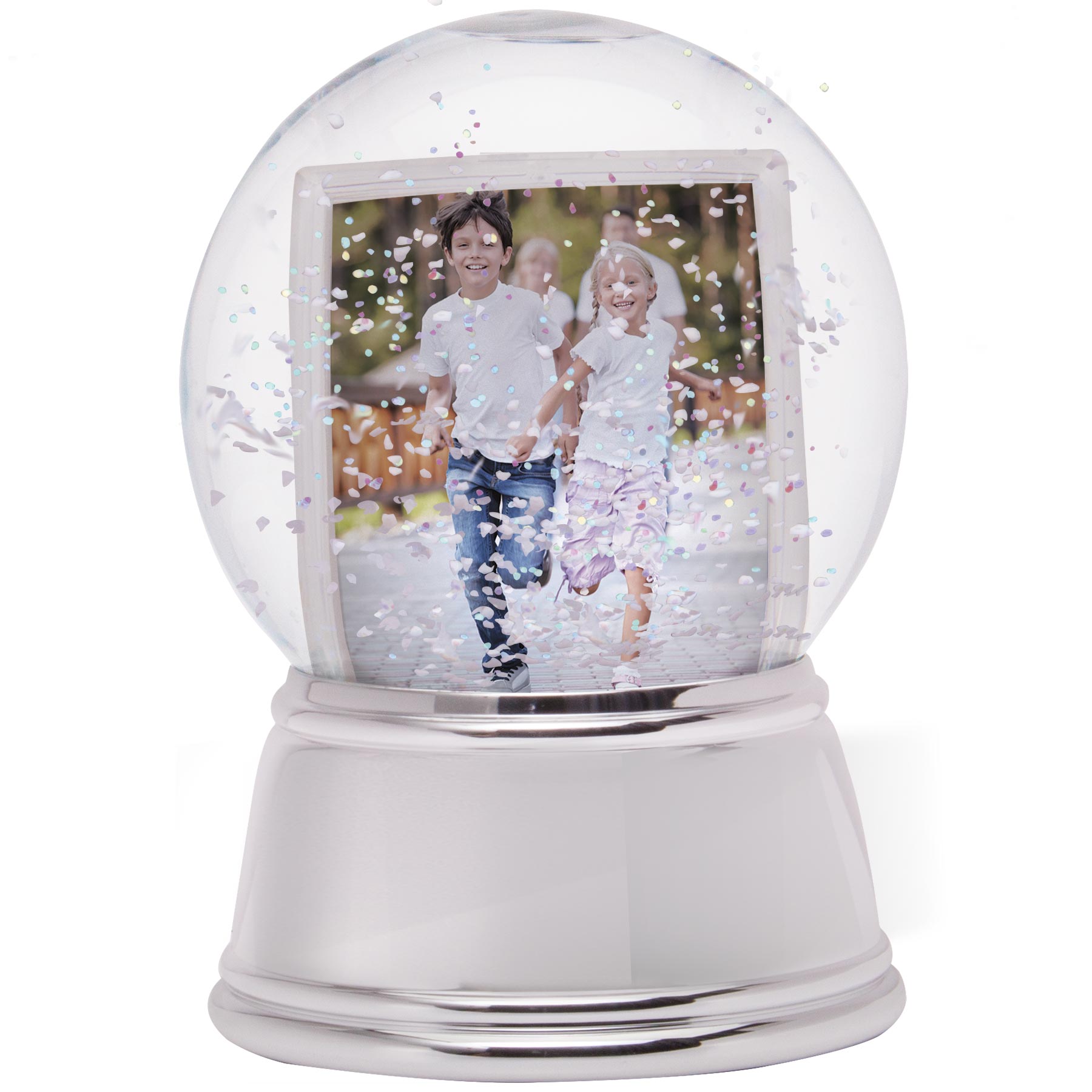 Sphere Photo Snow Globe with Chrome Base