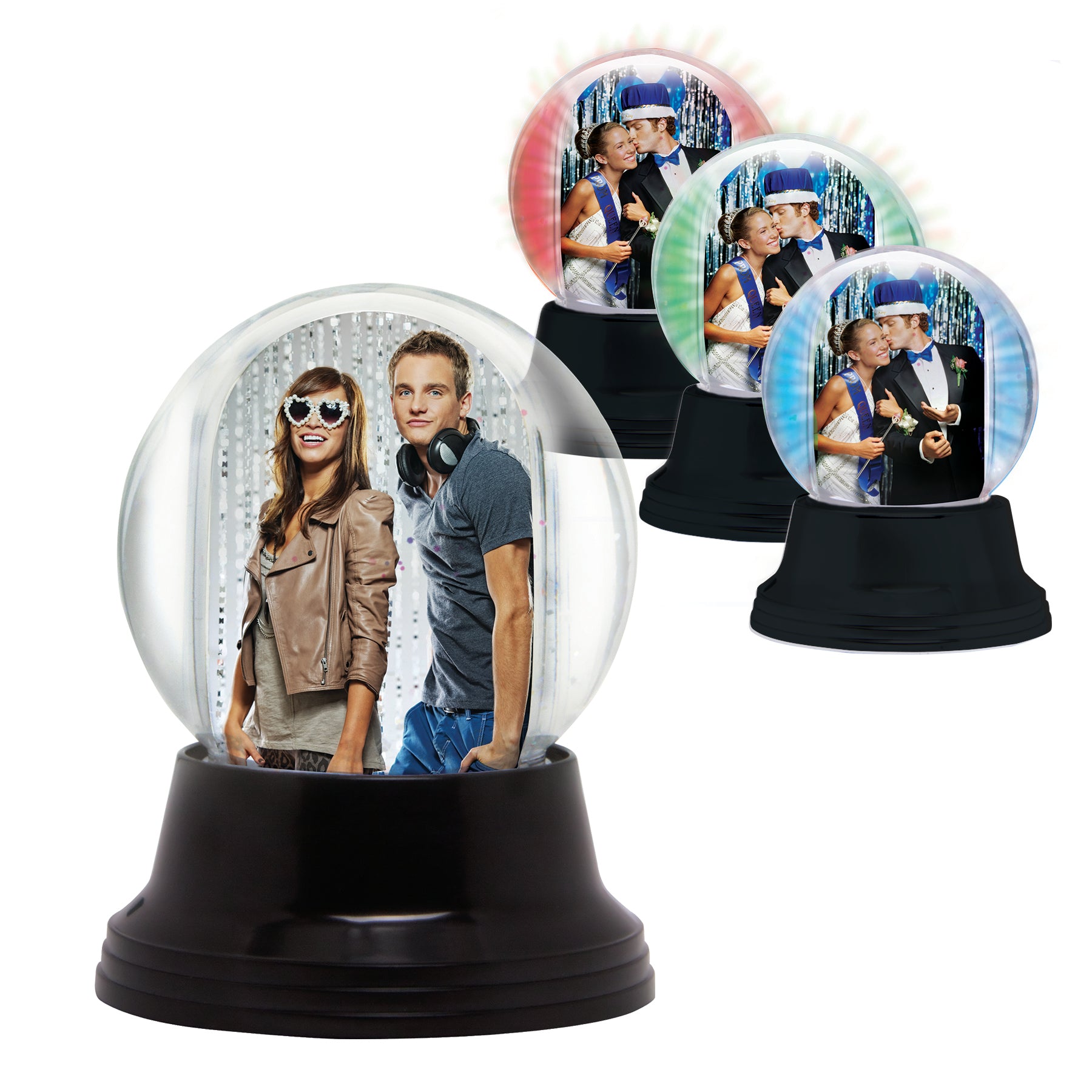 Mini LIGHT UP Photo Snow Globe w/ Black Base