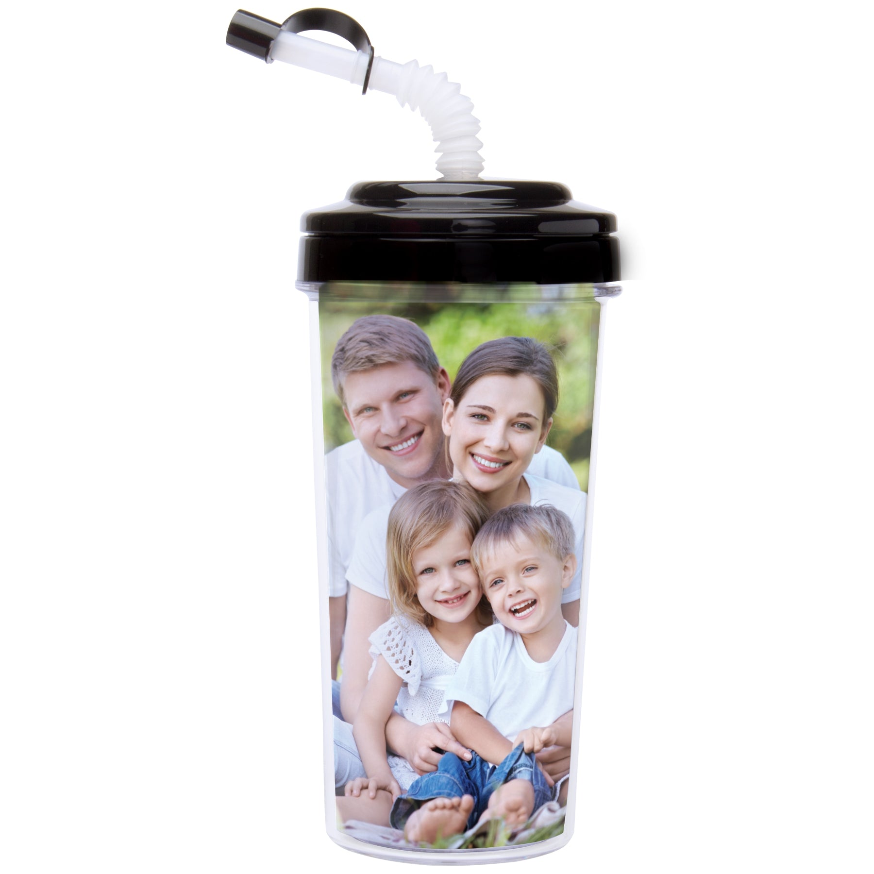 Black 20 oz. Photo Travel Tumbler with Bendy Straw