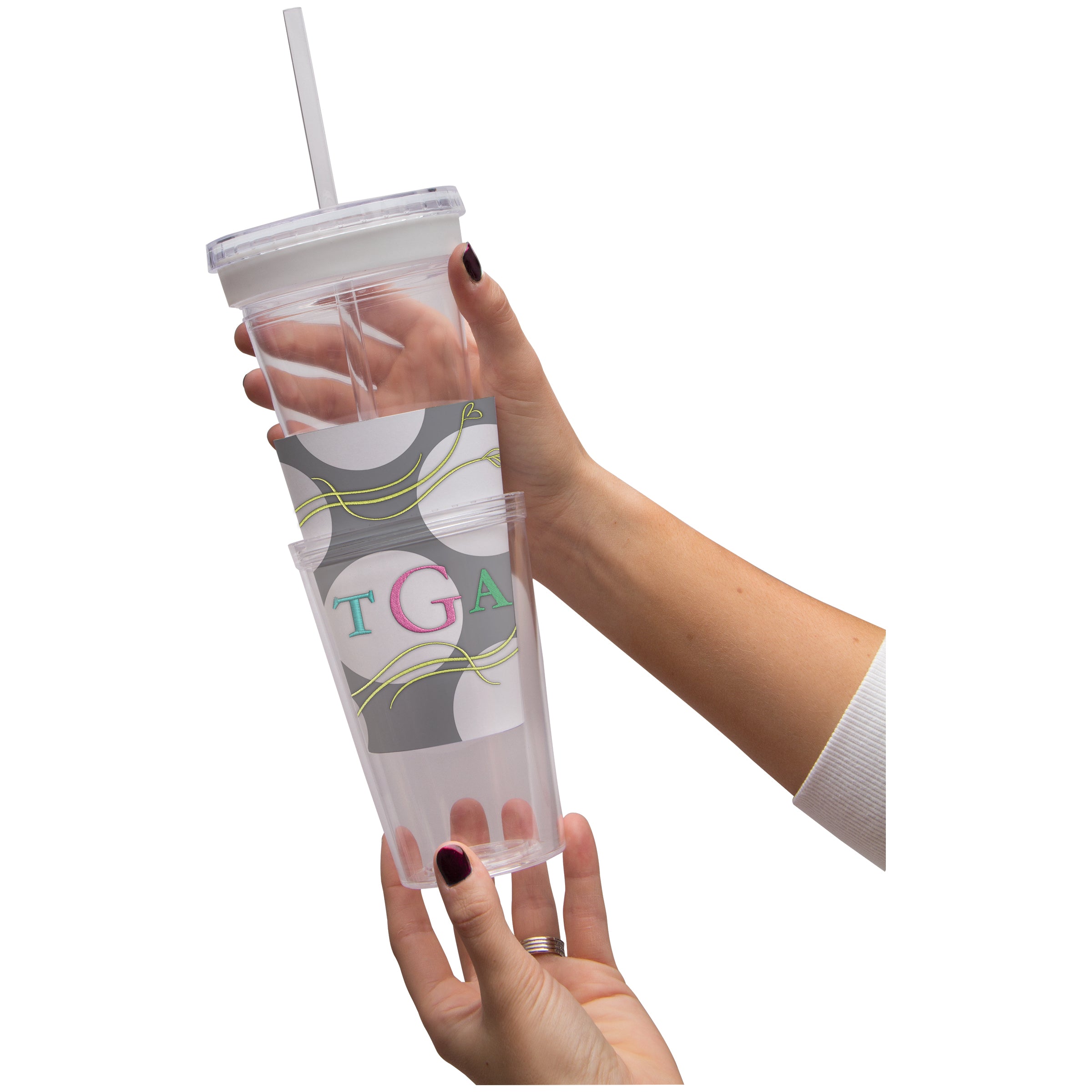 16 oz. Acrylic Tumbler with Straw  INSERTS FROM TOP