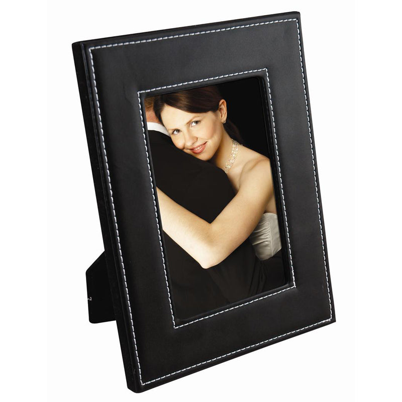 Leatherette Picture Frame w/White Stitching