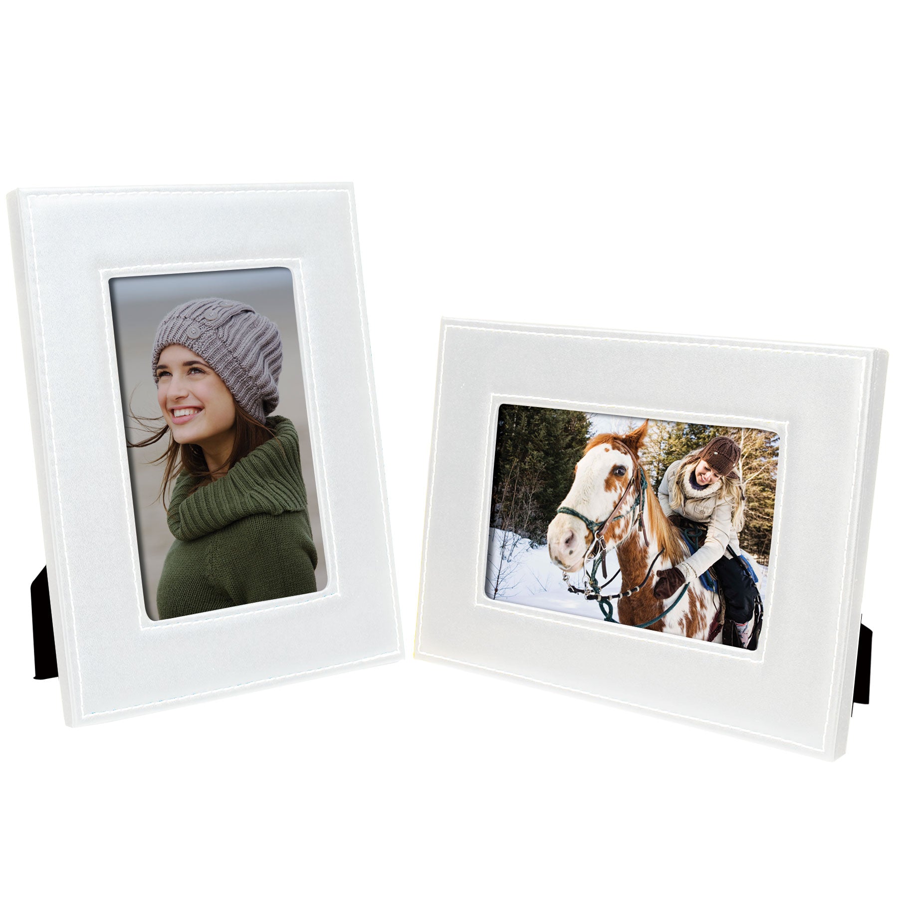 Leatherette Picture Frame w/White Stitching