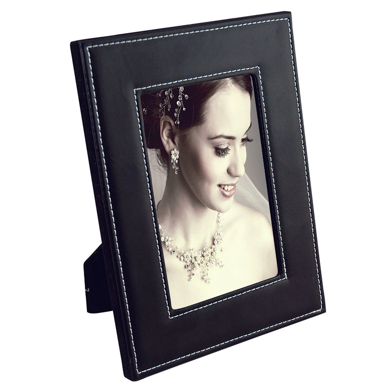 Leatherette Picture Frame w/White Stitching