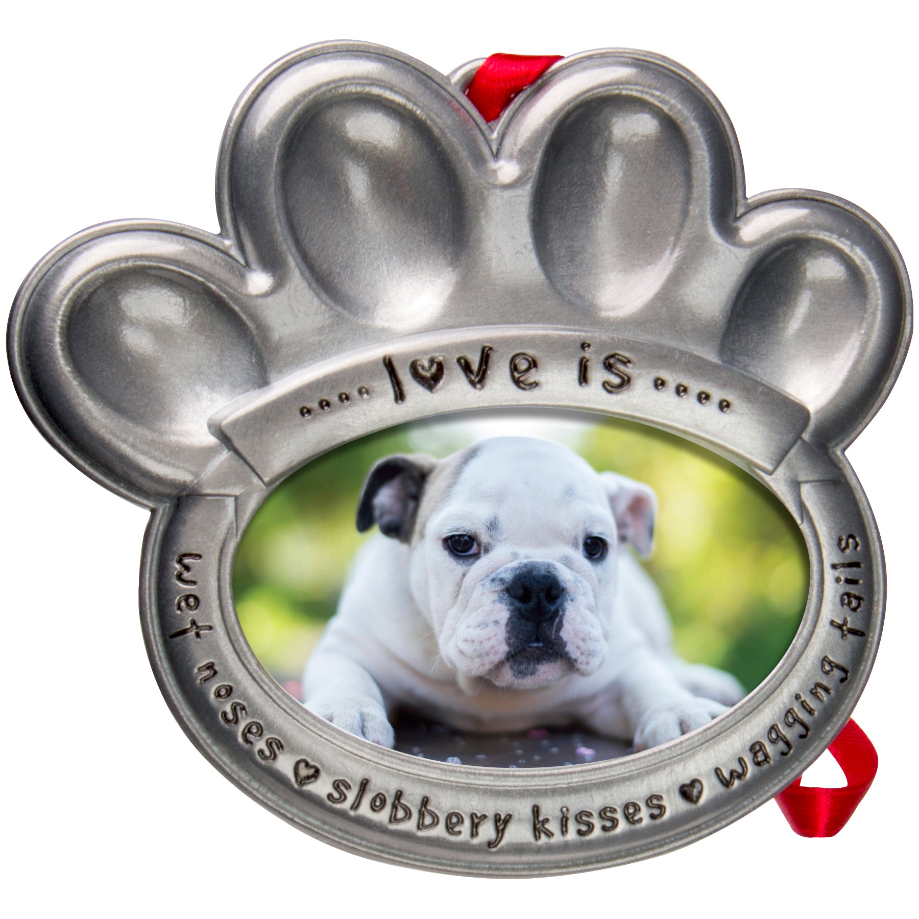 Pewter Pet Paw Photo Ornament