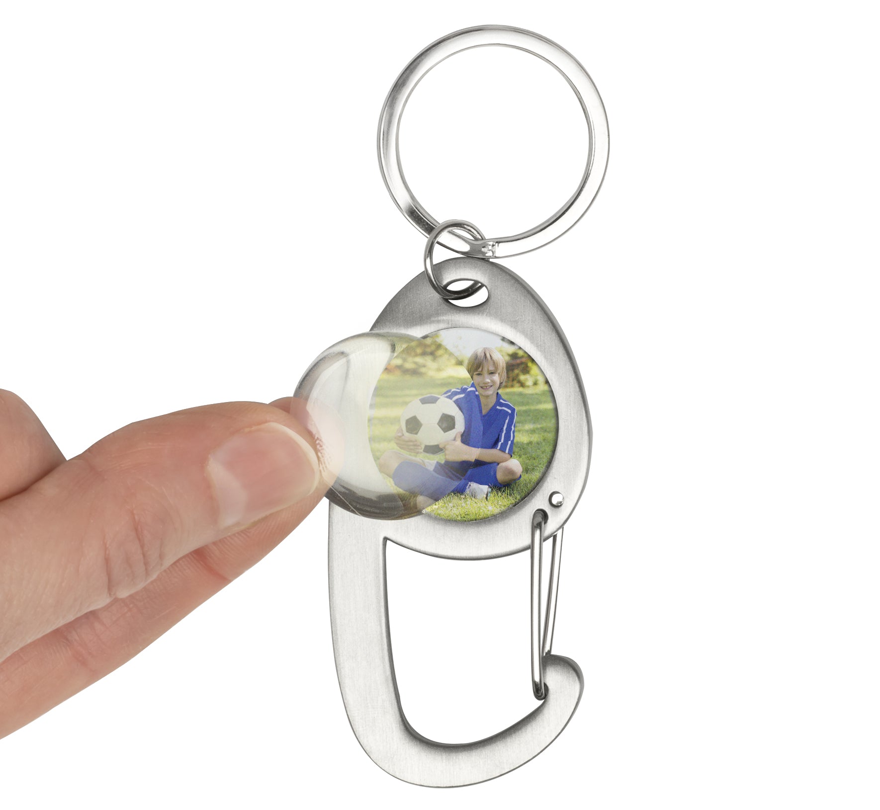 Brushed Silver Carabiner Keychain