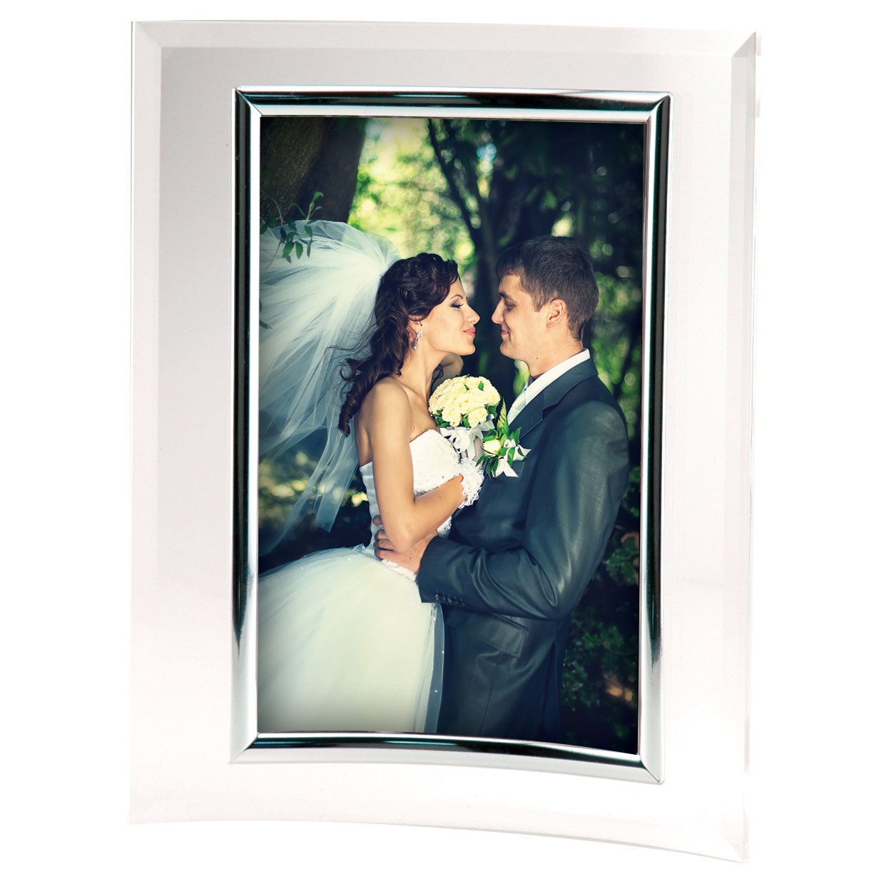 Curved Plastic Picture Frames with Silver Bezel