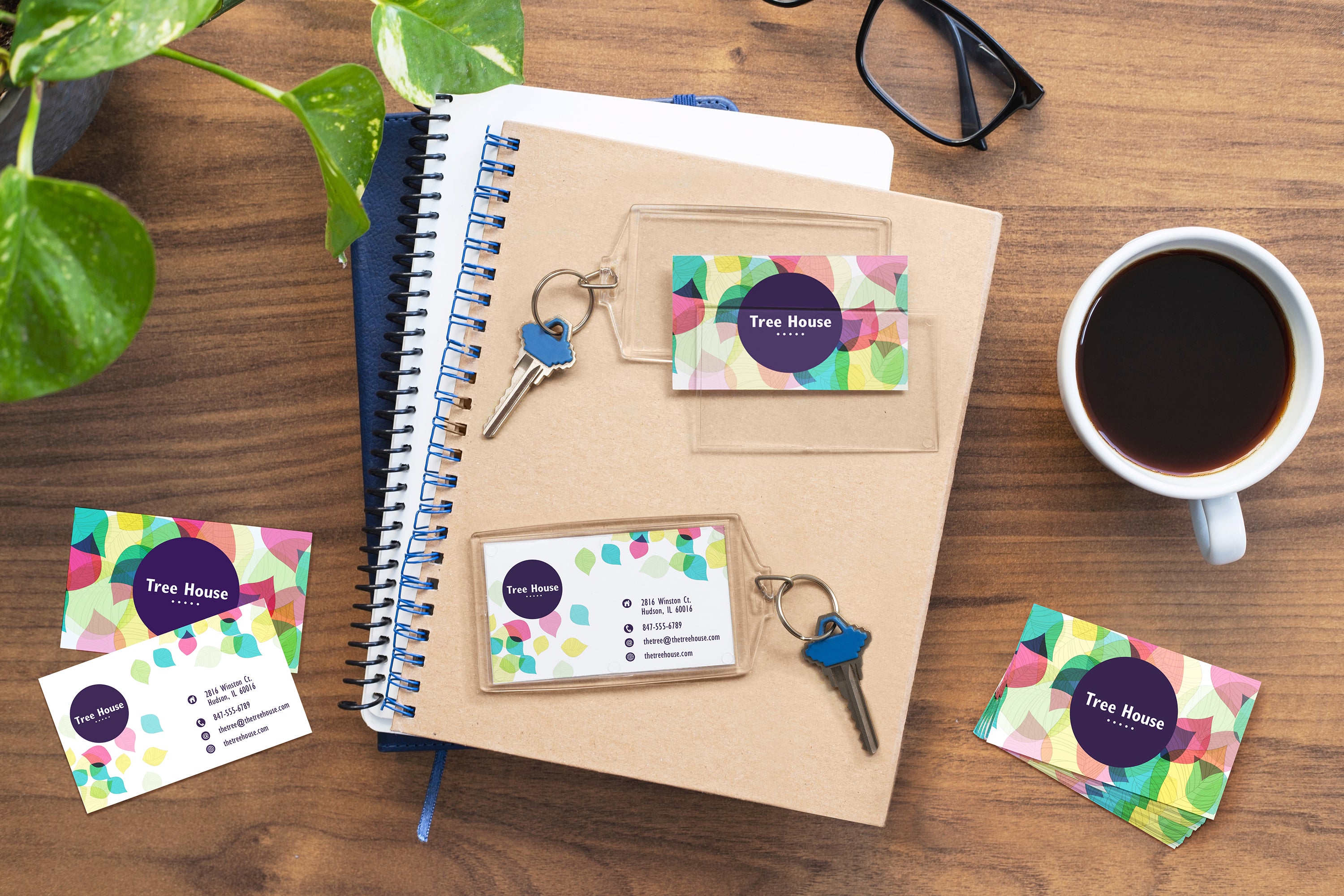 Easy to assemble snap together business card keychains, made out of plastic.
