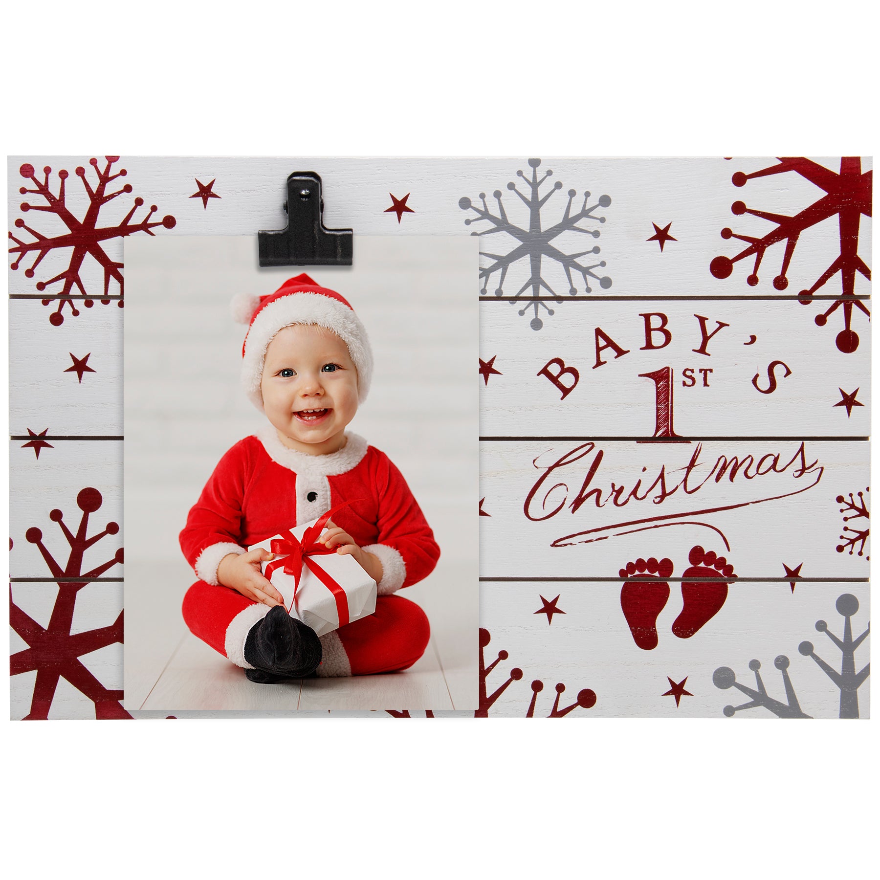 Baby's First Christmas Wood Clipboard Picture Frame