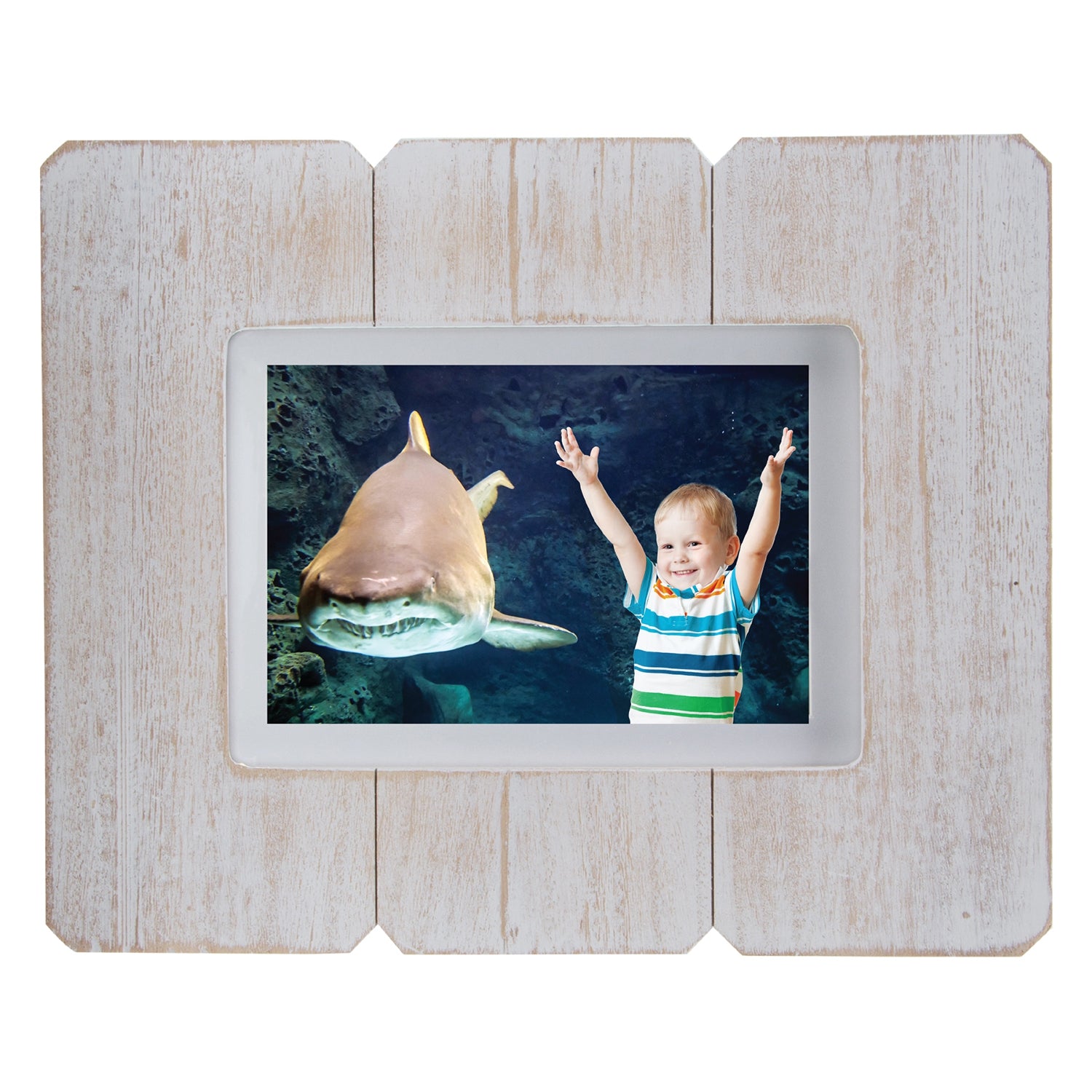 5" x 7" White Distressed Wood Picture Frame