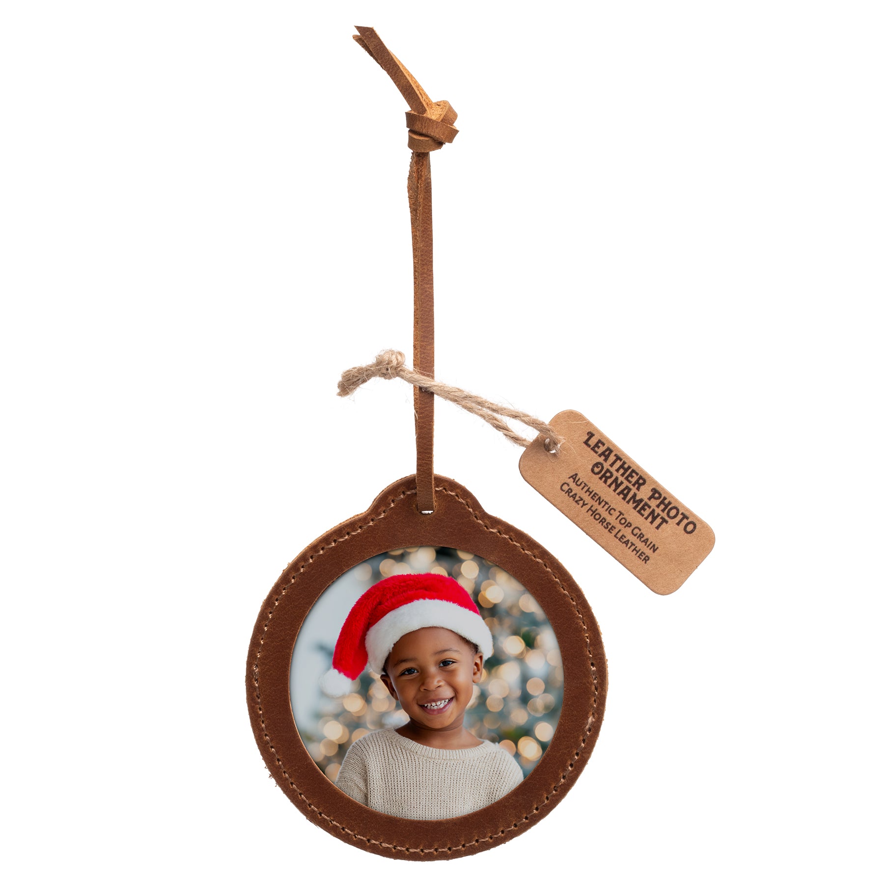 Round Real Leather 2.25" Photo Ornament
