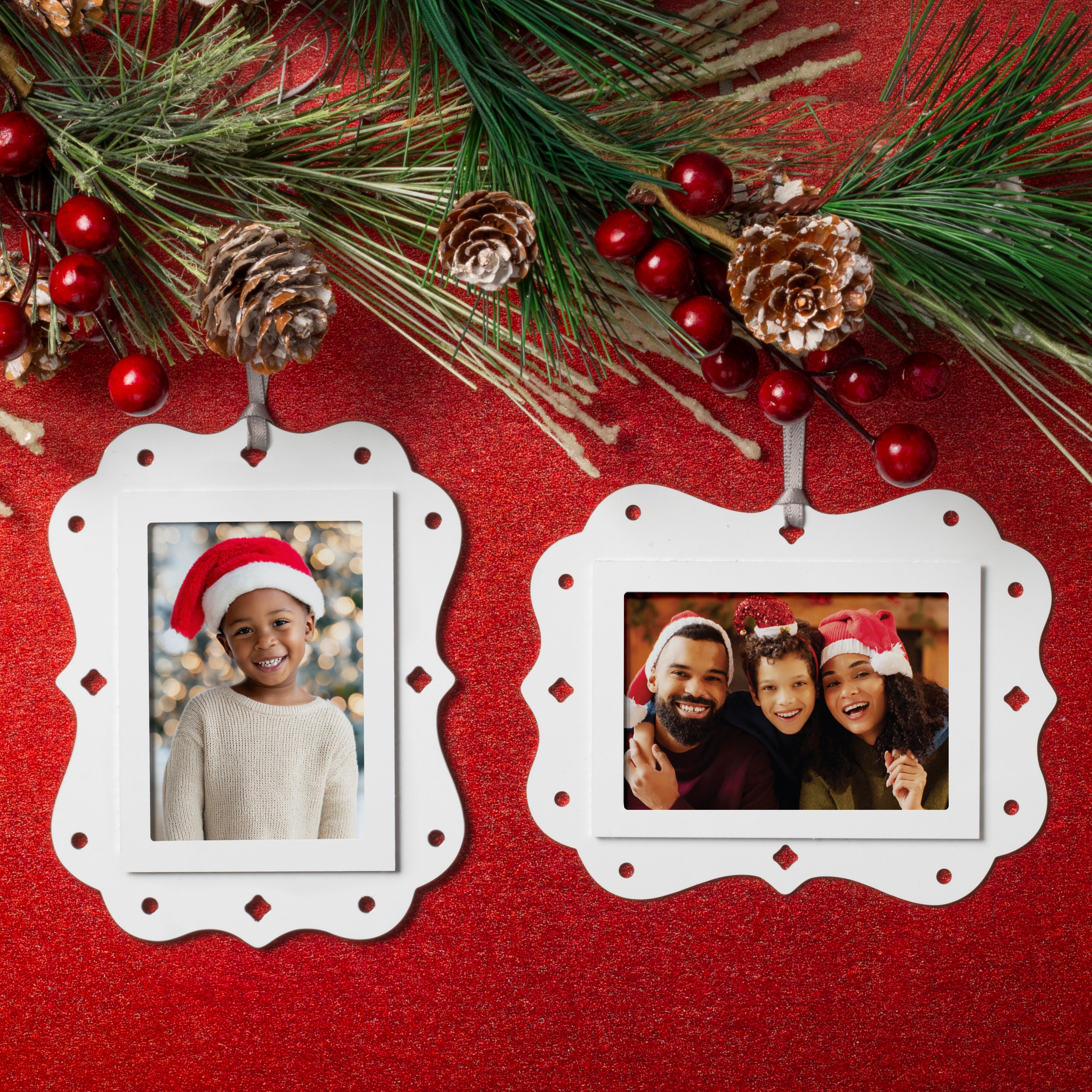 White Metal Rectangle Photo Ornament